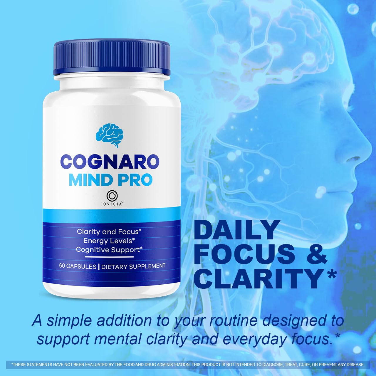 OVICIA CognaroMindPro Capsules Brain Advanced Formula Daily Support, All Natural Maximum Strength Vitamin for Overall Health & Wellness, 120 Capsules