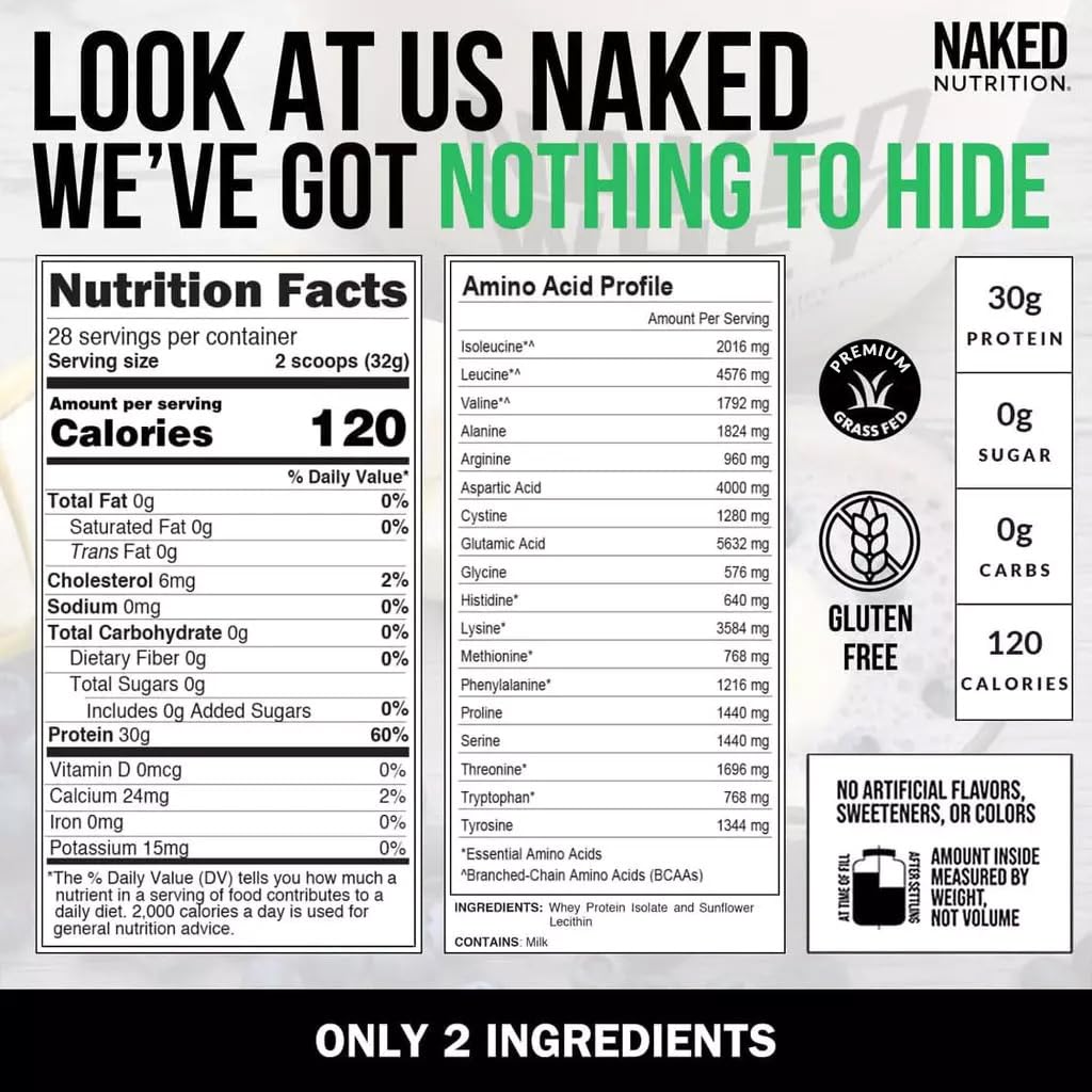 NAKED Whey Isolate Protein Powder, 52 Servings