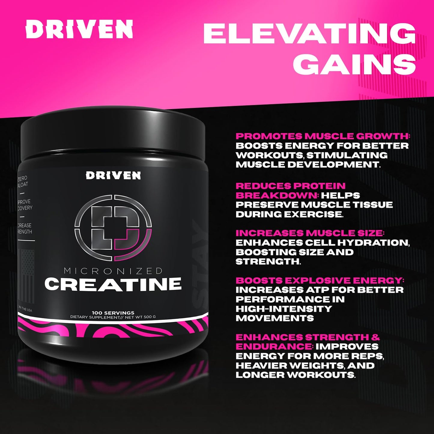 Driven Nutrition Micronized Creatine Monohydrate Powder 17.5