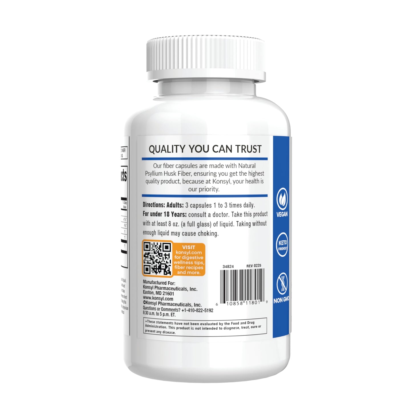Konsyl Daily Psyllium Fiber Capsules 400 Count