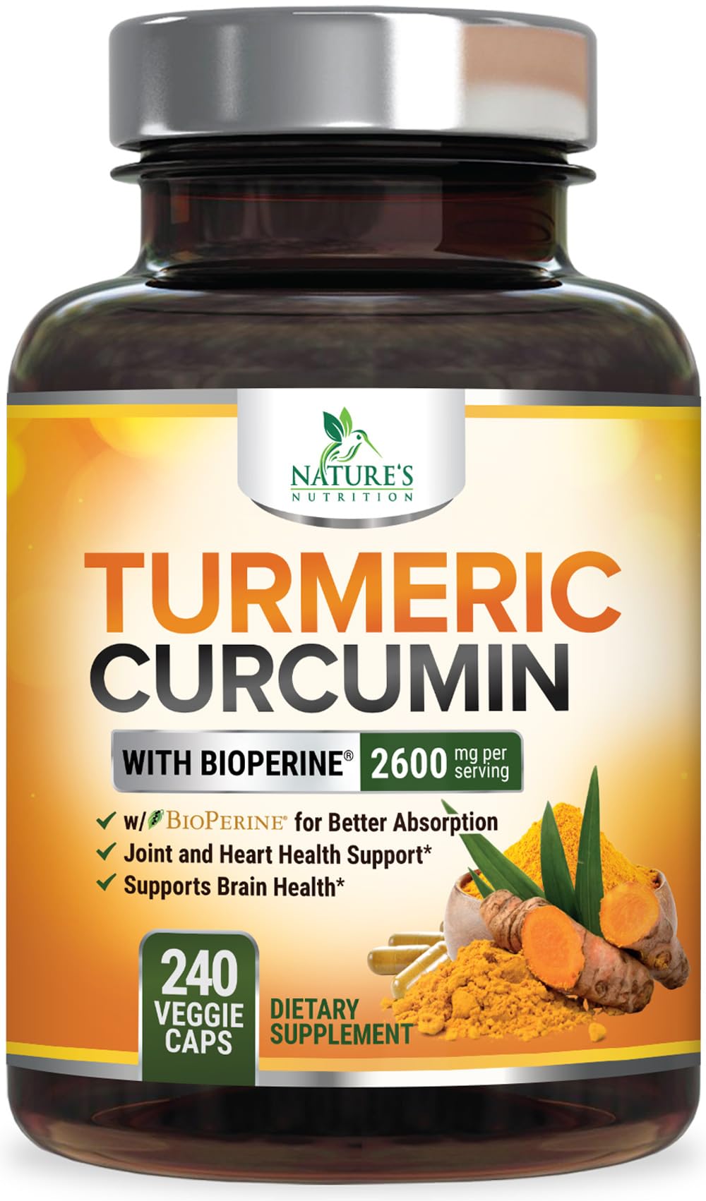 Nature's Nutrition Turmeric Curcumin Supplement Capsule 240 Count