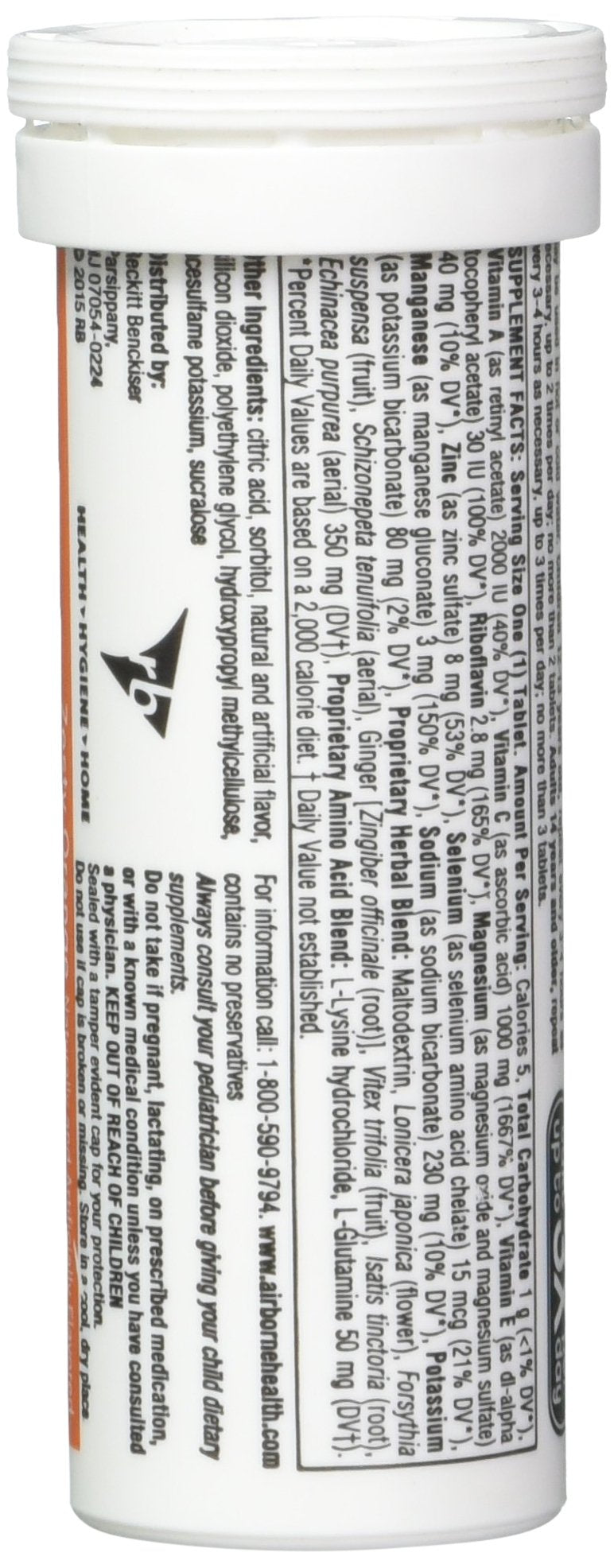 Airborne Zesty Orange Effervescent Tablets 1000mg Vitamin C Immune Support, 10 Count