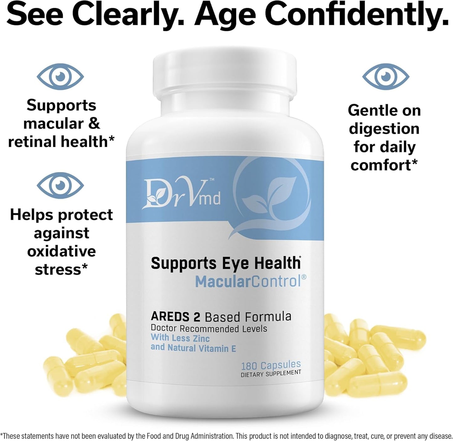 DrVmd Macular Control AREDS 2 Eye Vitamins + Lutein 10 mg + Zeaxanthin 2 mg, 25 mg Zinc, Vitamin C & Natural E Doctor Formulated Eye Support Capsules, 360 Capsules