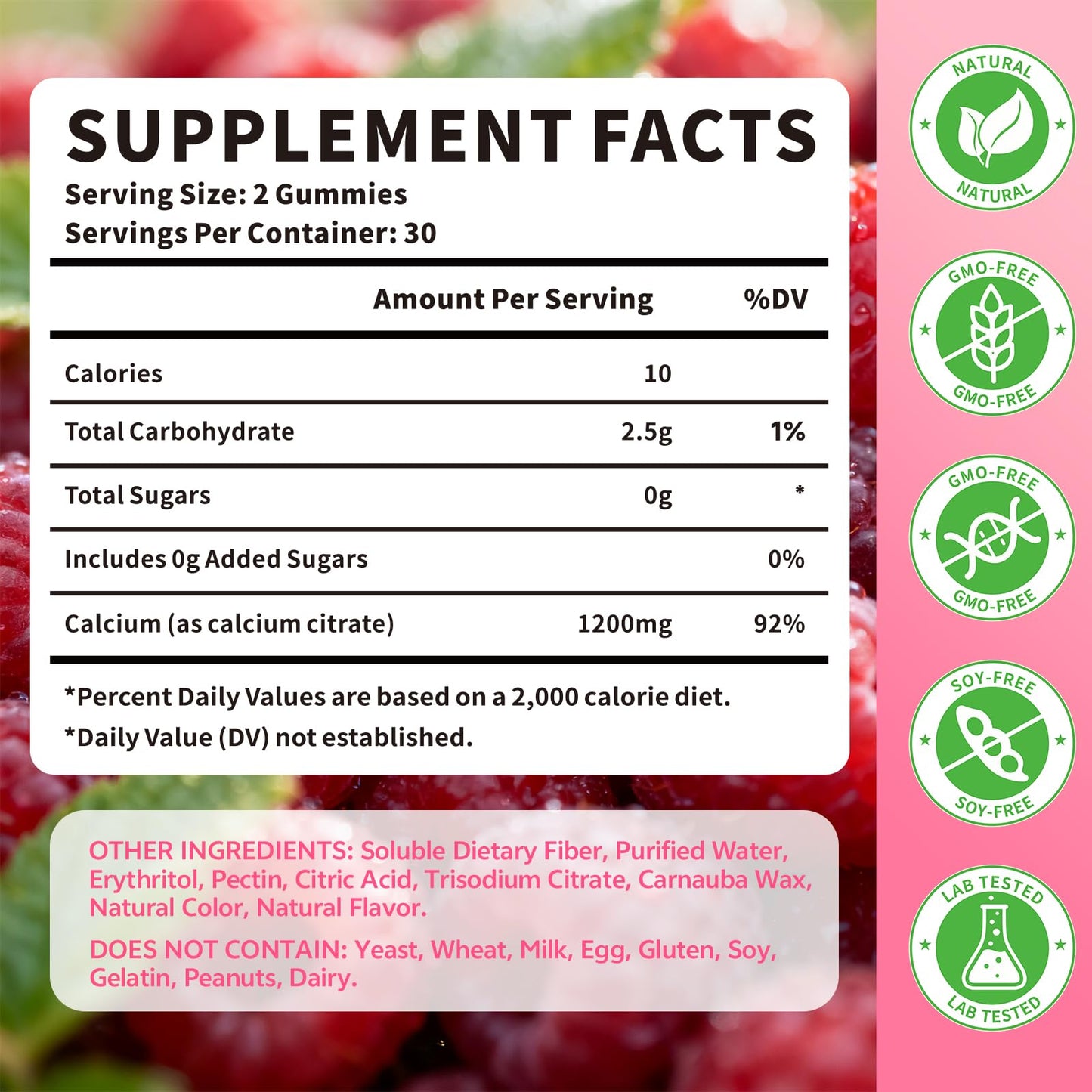 HUUAYAO Calcium Citrate Gummies 1200mg, 120 Count