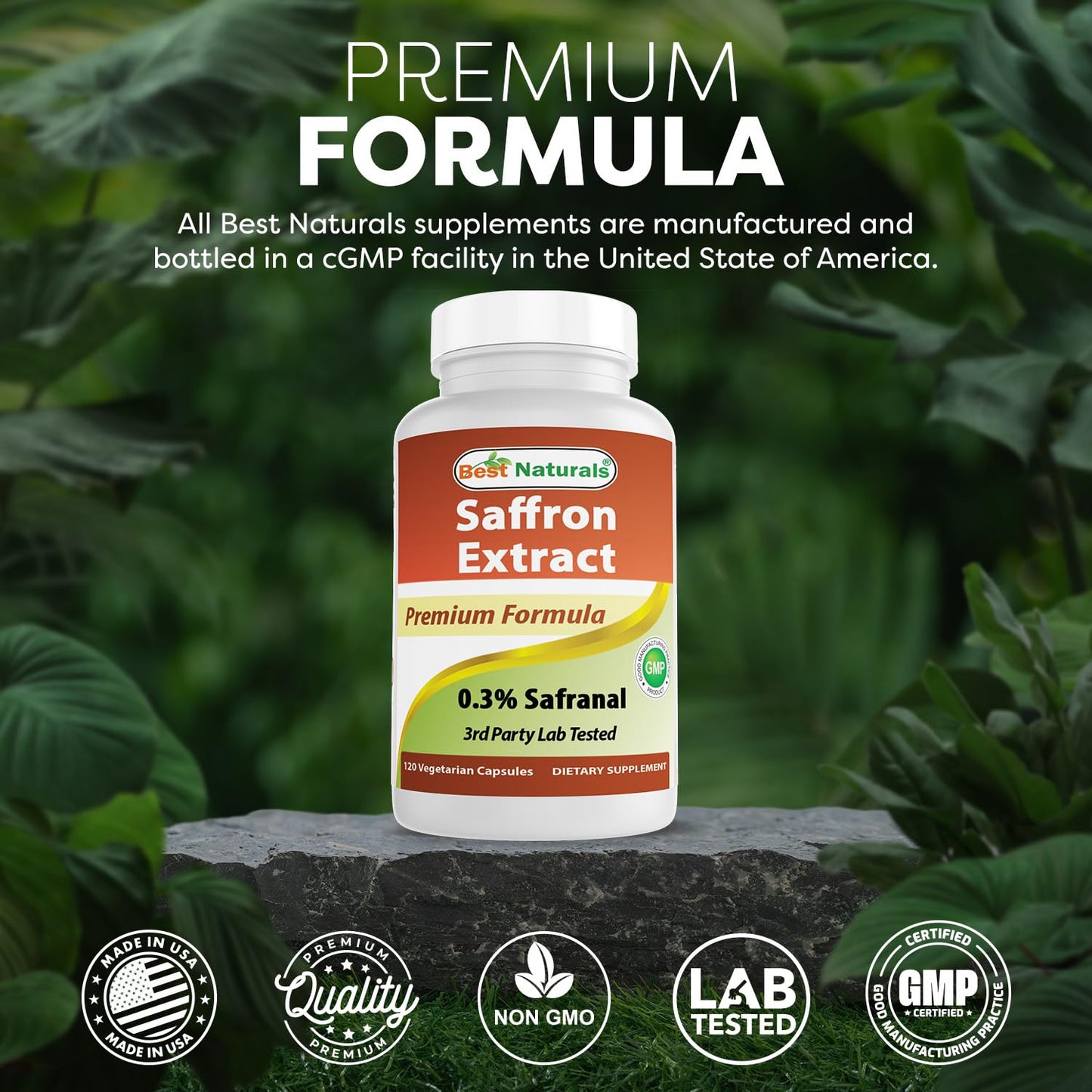 Best Naturals Saffron Extract 88.5 mg - 0.3% Safranal, 120 Capsules