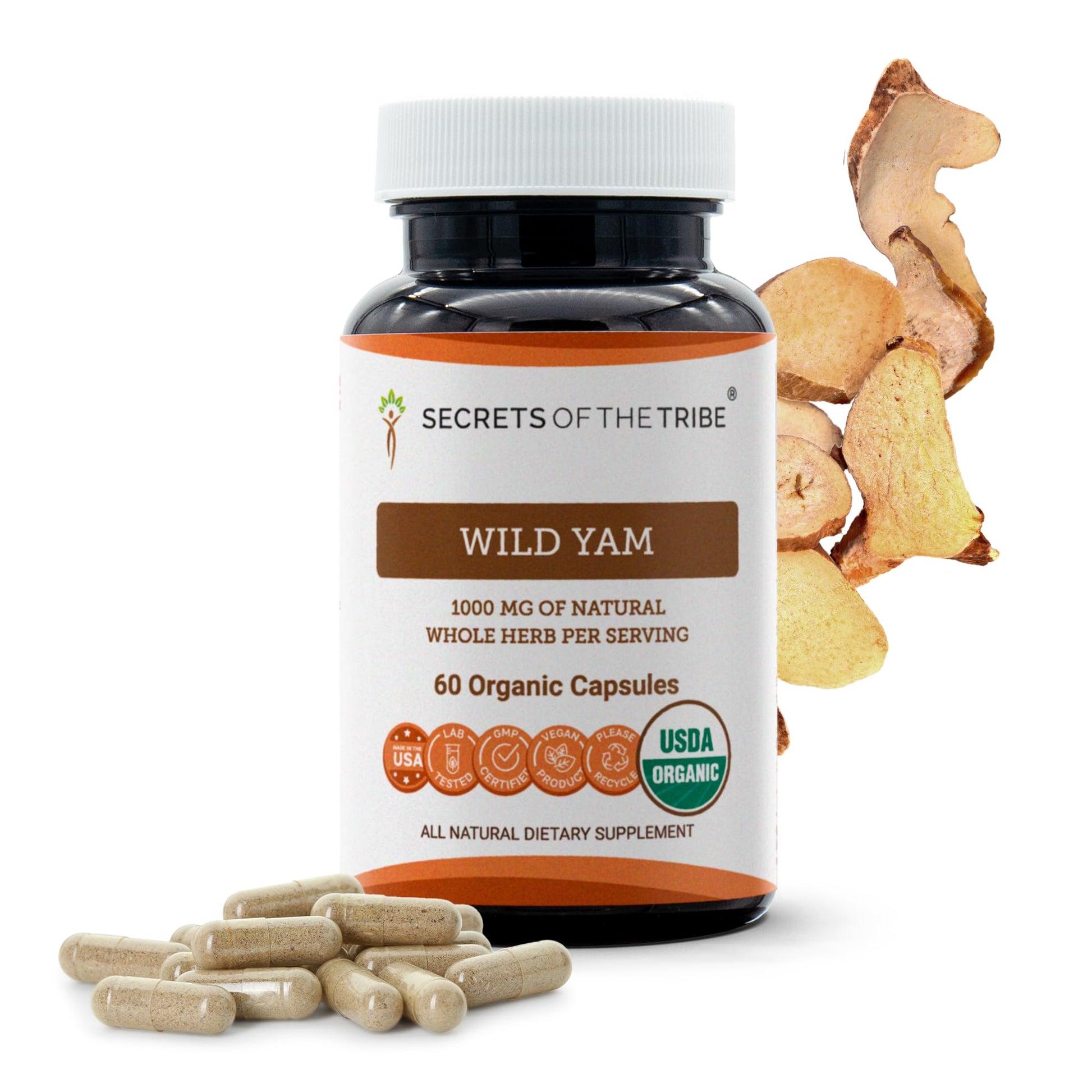 Secrets of the Tribe Wild Yam USDA Organic Capsules 60 Count