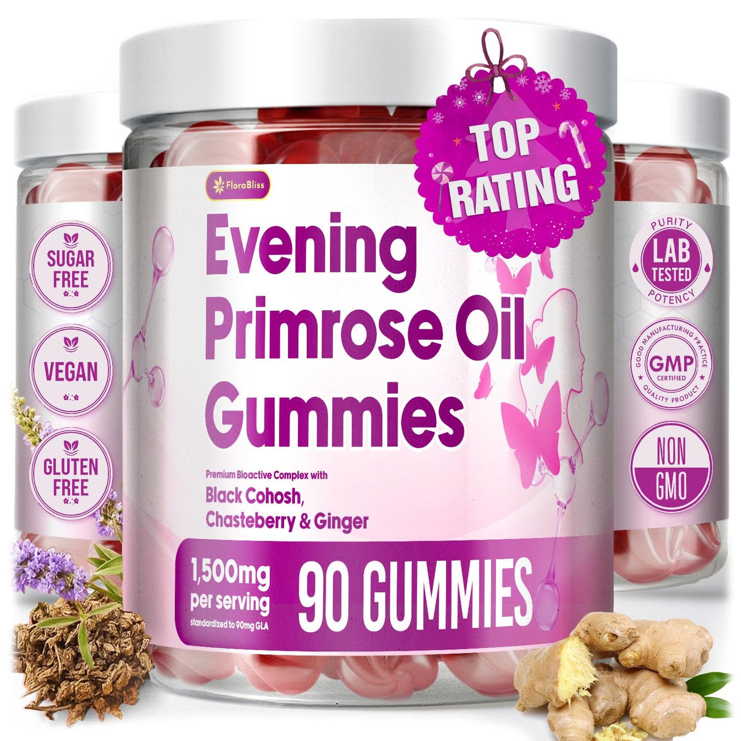 FloraBliss Evening Primrose Oil Gummies, 90 Count