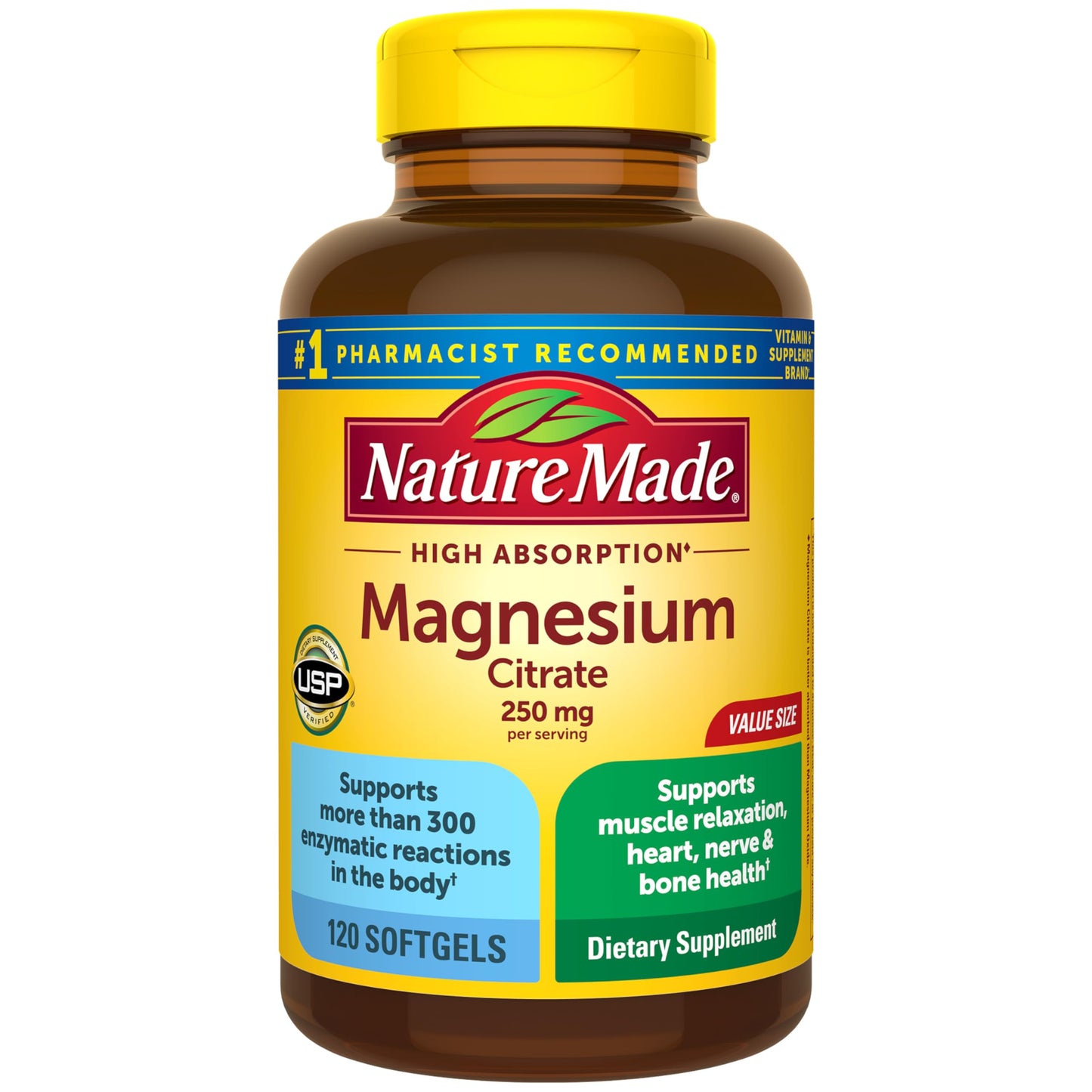 Nature Made Magnesium Citrate 250 mg Softgels, 120 Count