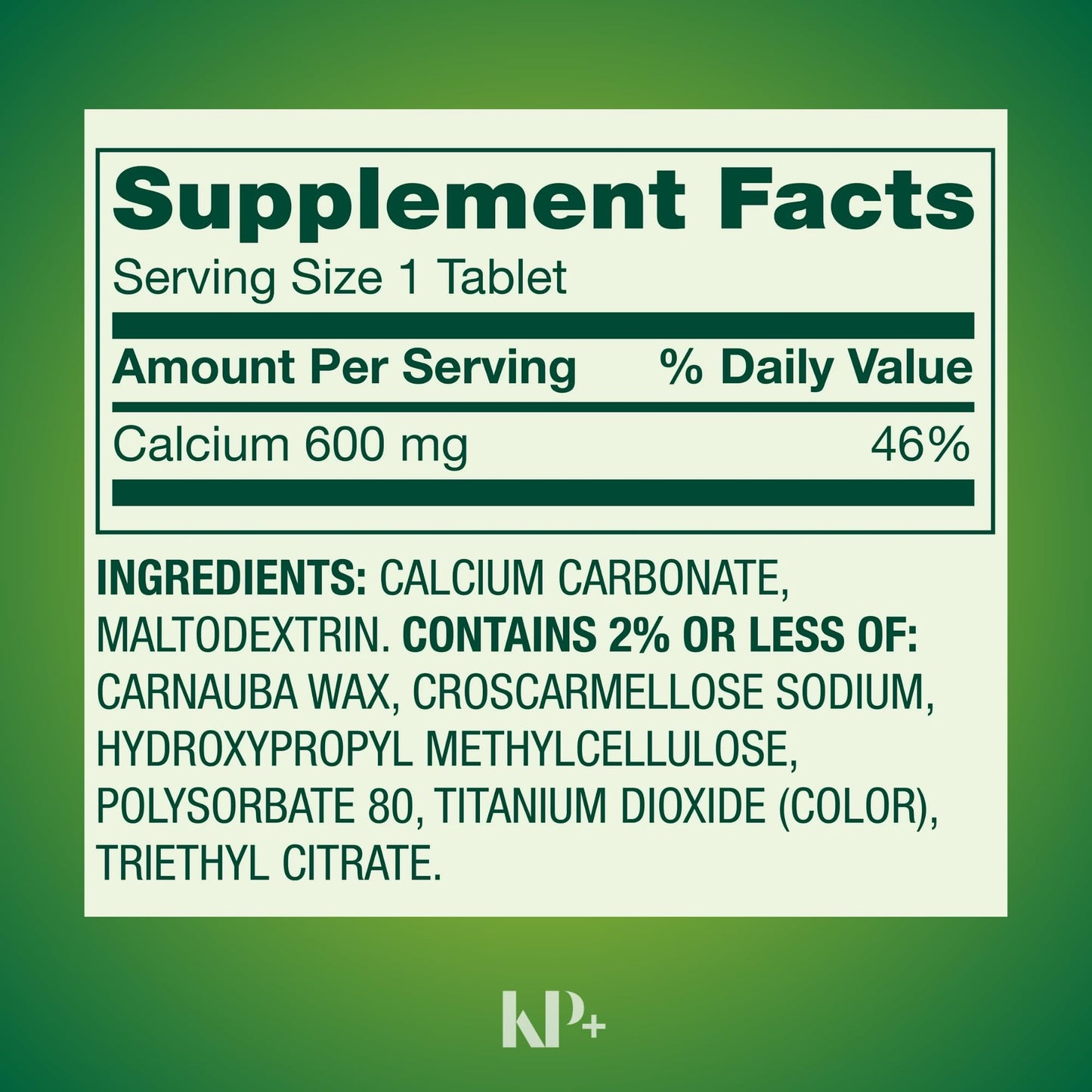 KP+ Calcium 600 mg 200 Tablets