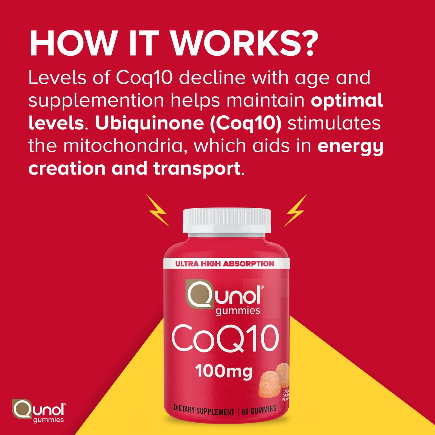 Qunol CoQ10 Gummies 100mg, 120 Count