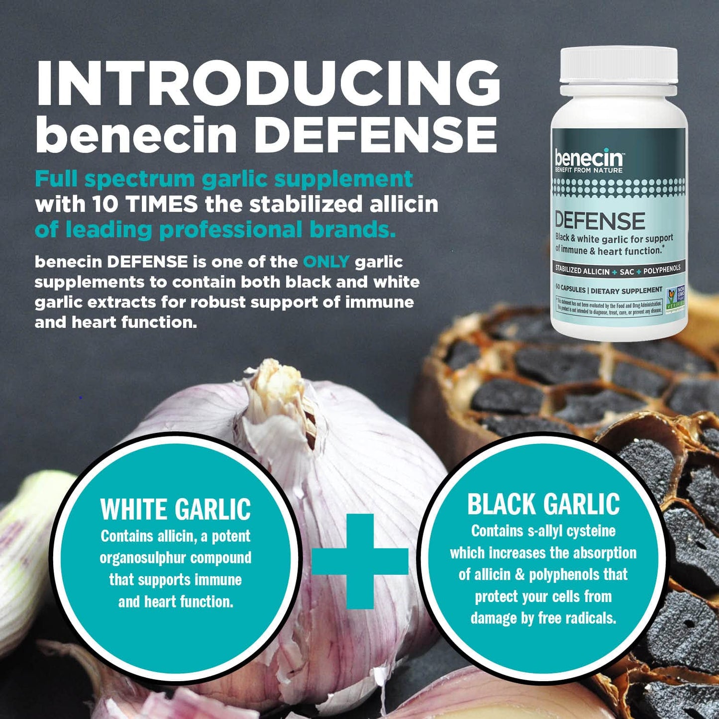 Benecin Defense 1500 mcg Stabilized Allicin Capsules, 60 Count