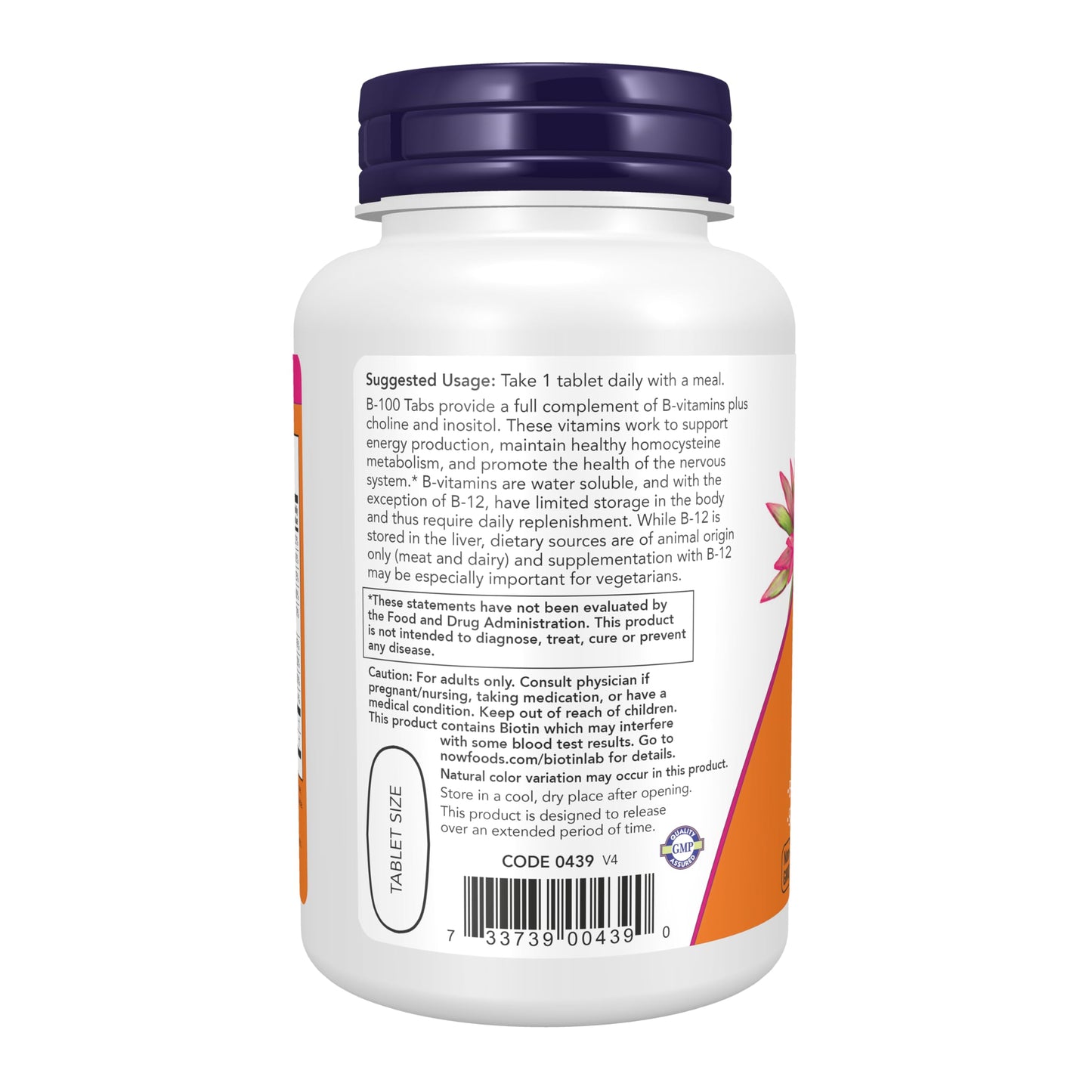 NOW Foods Vitamin B-100 Sustained Release Tablets, 100 Count