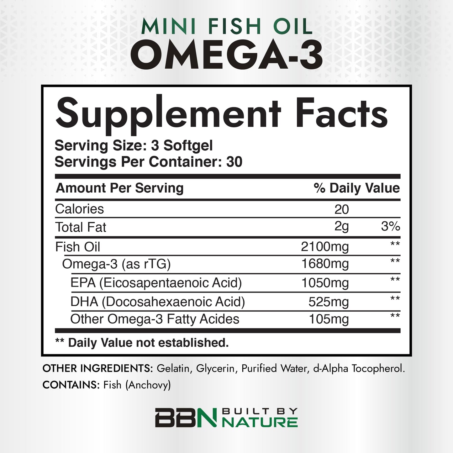 Built by Nature Omega 3 Mini Fish Oil Softgels 90 Count