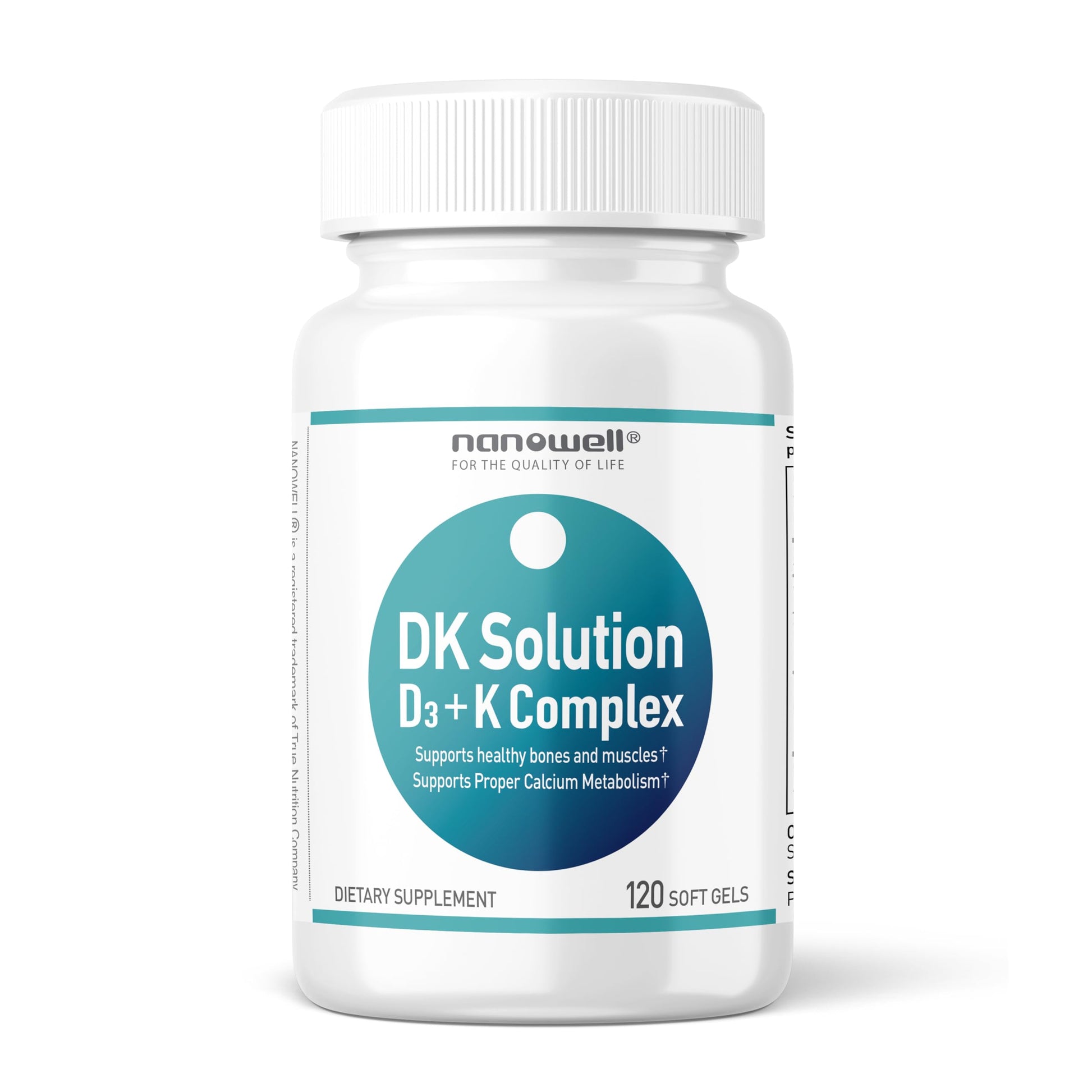 NANOWELL DK Solution Vitamin D3 2000 IU (50 mcg) + K Complex, 120 Softgels