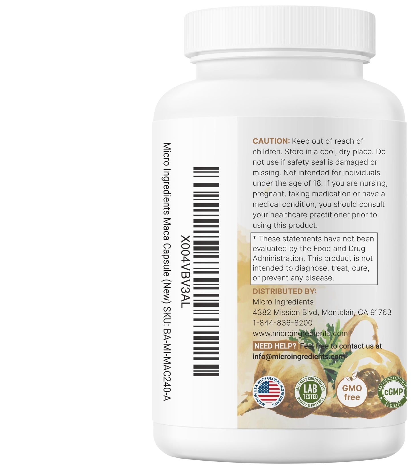 Micro Ingredients Maca Root Capsules 240 Count