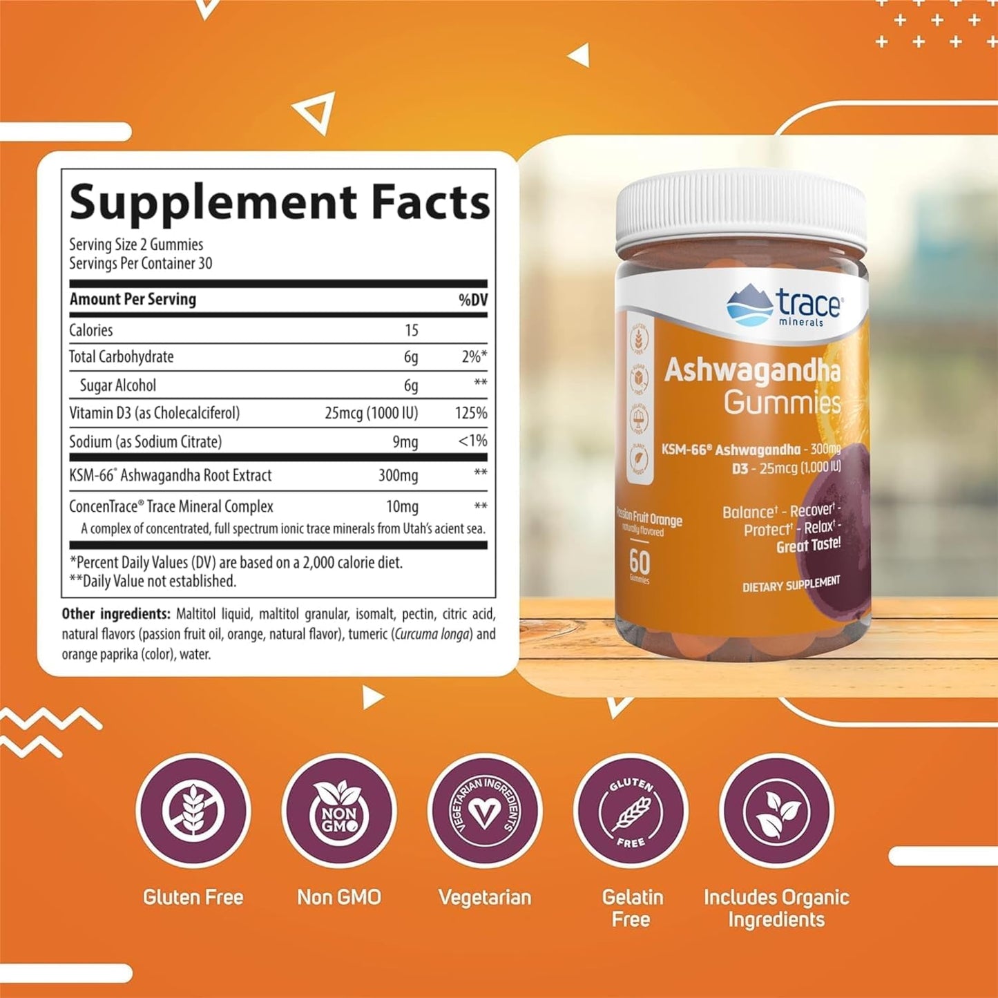 Trace Minerals Ashwagandha Gummy 60 Gummies