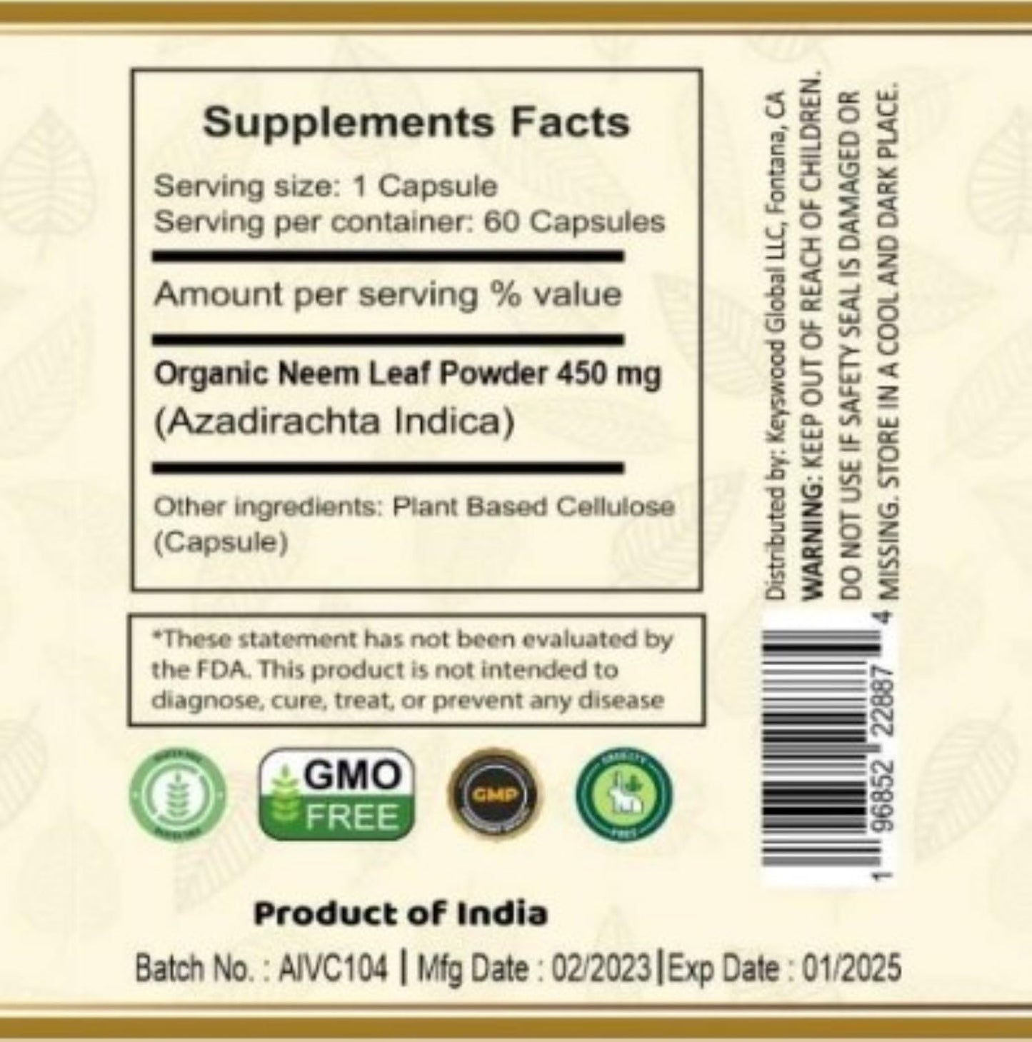 VedaSecrets Neem Capsules 60 Count