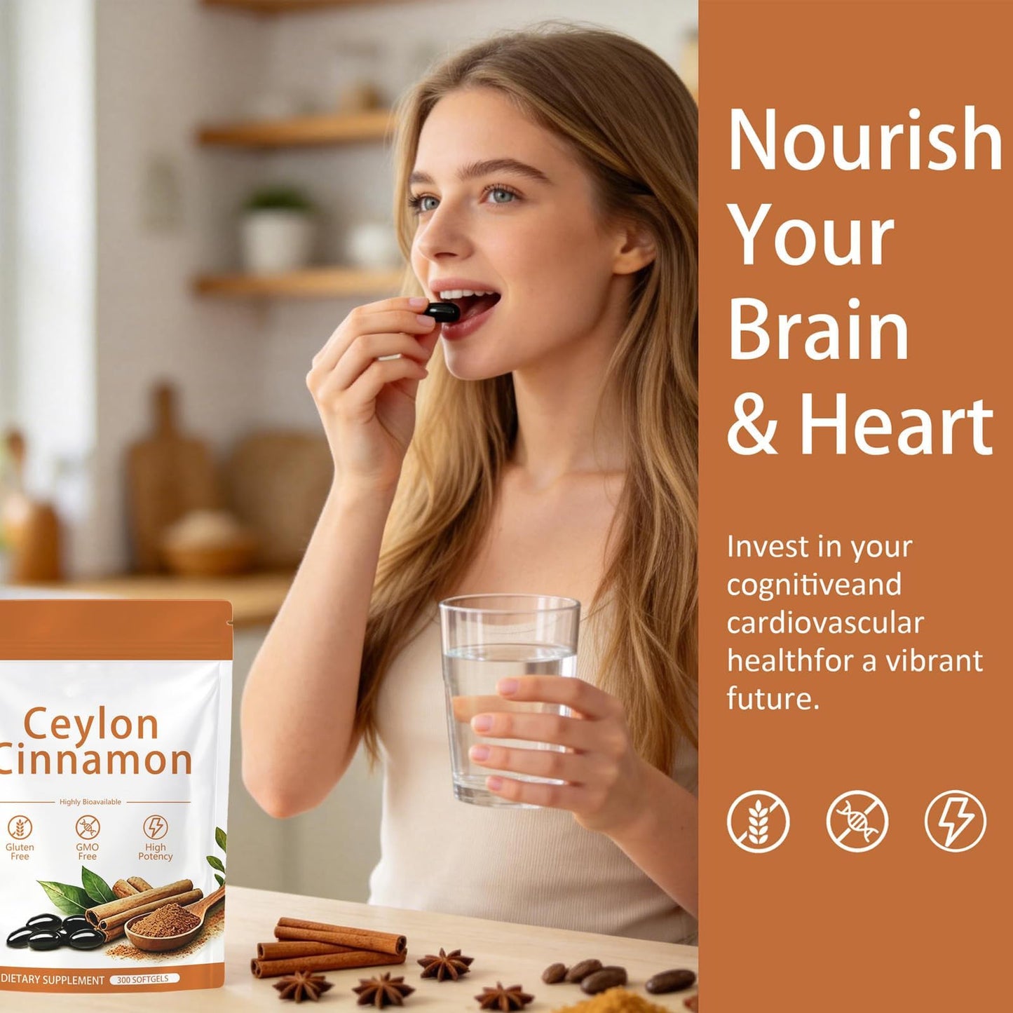 Boranel Noralife Ceylon Cinnamon Premium Organic MCT Oil Capsule, 300 Count