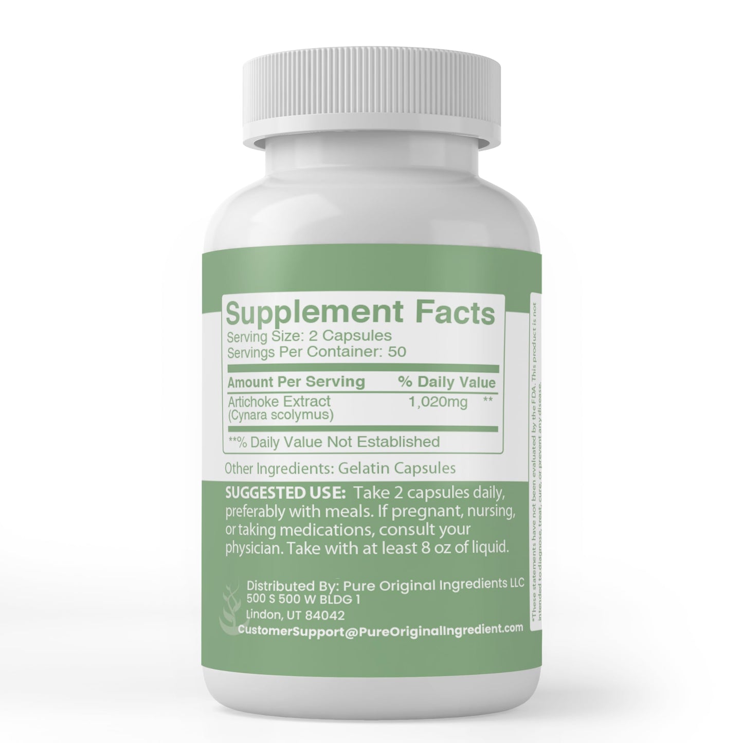 PURE ORIGINAL INGREDIENTS Artichoke Extract Capsules 100