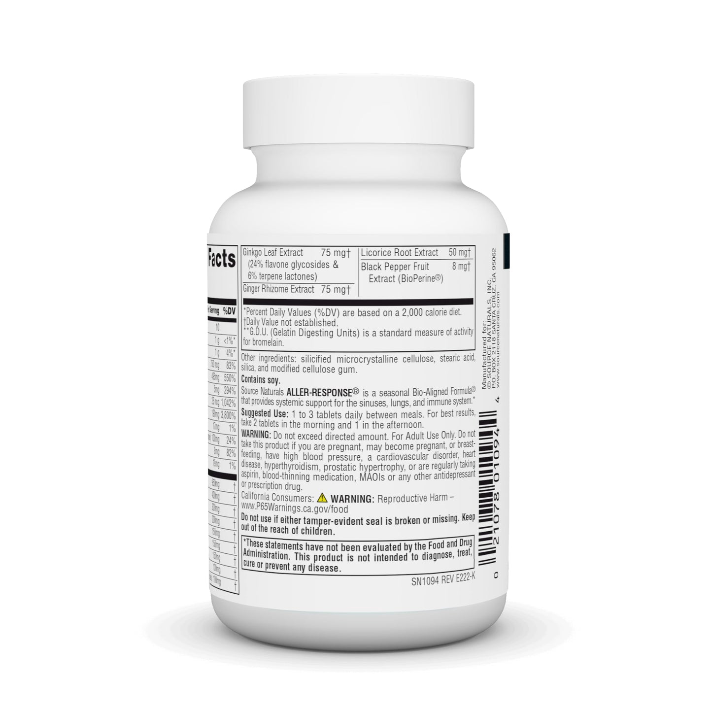 Source Naturals Aller-Response Seasonal Immune Support 45 Tablets