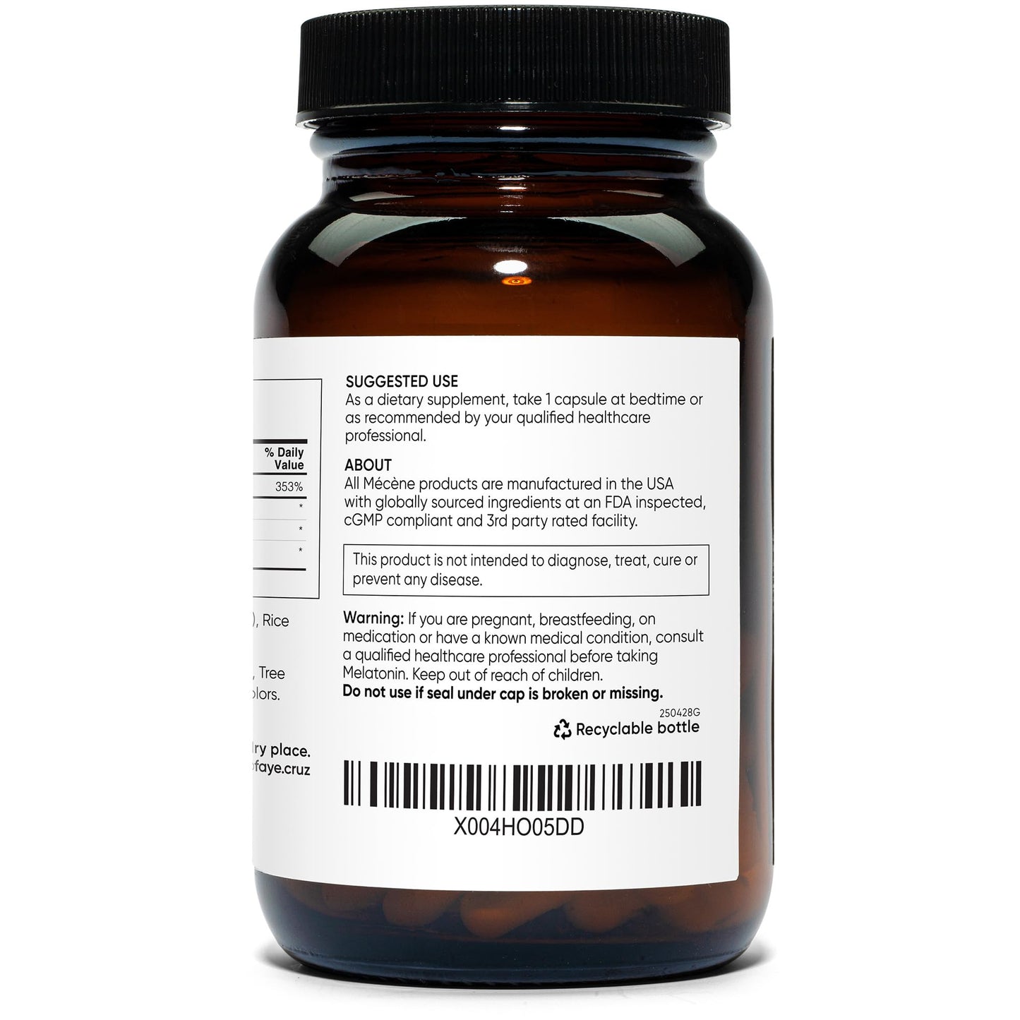 Mécène High Dose Melatonin 30mg with L-Theanine, B6, and Apigenin, 60 Capsules