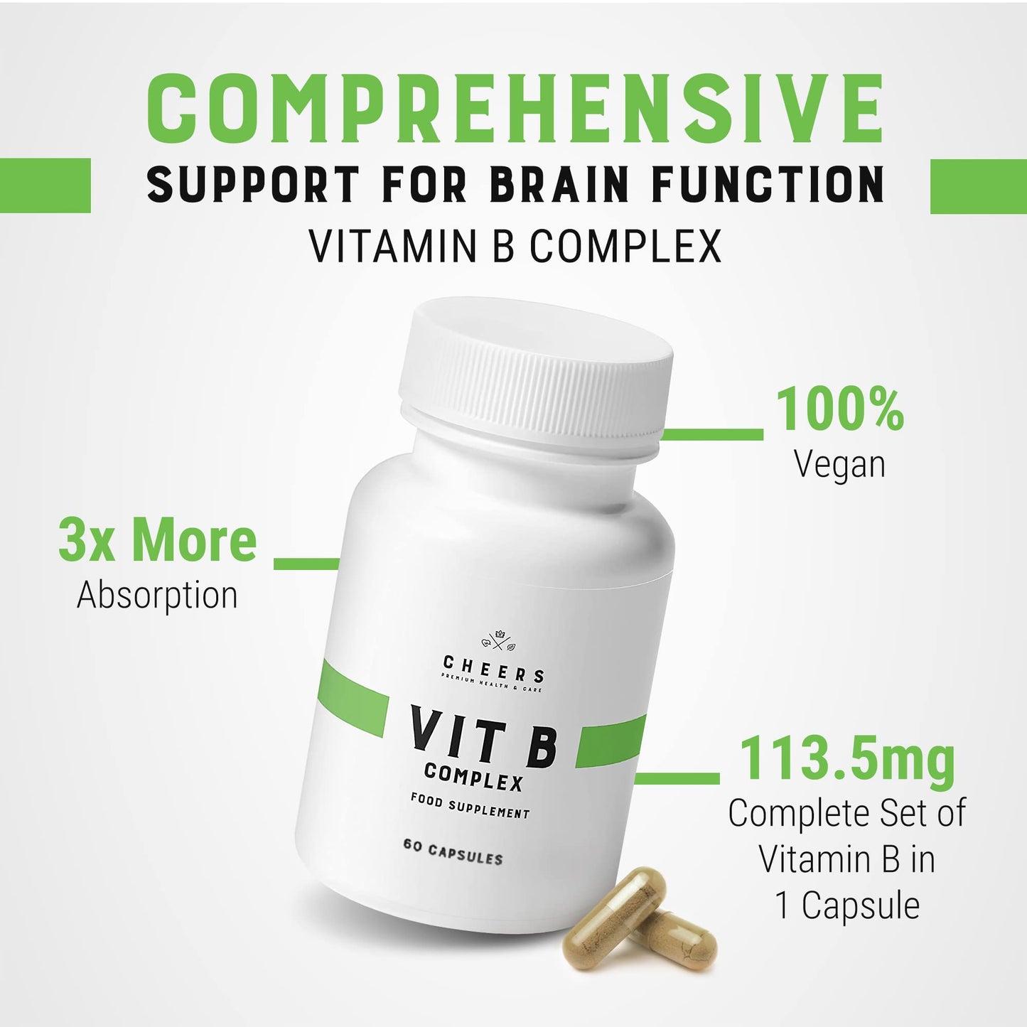 CHEERS Vitamin B Complex Supplement Capsules 60 Capsules