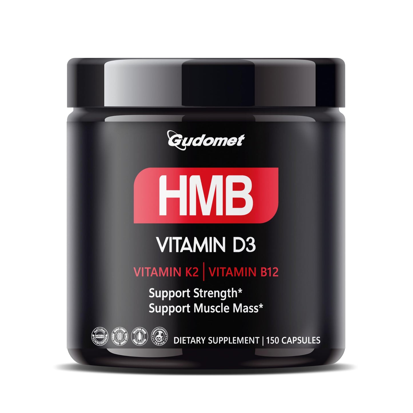 GUDOMET HMB with D3, K2 & B12 – Muscle Health Support Capsules, 150 Capsules