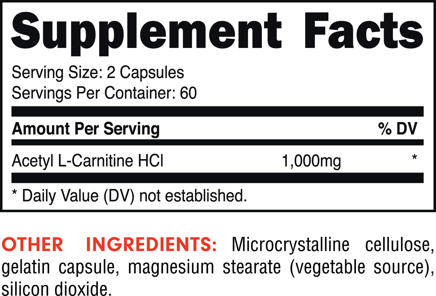 Bucked Up Acetyl L-Carnitine 1000mg, 120 Capsules