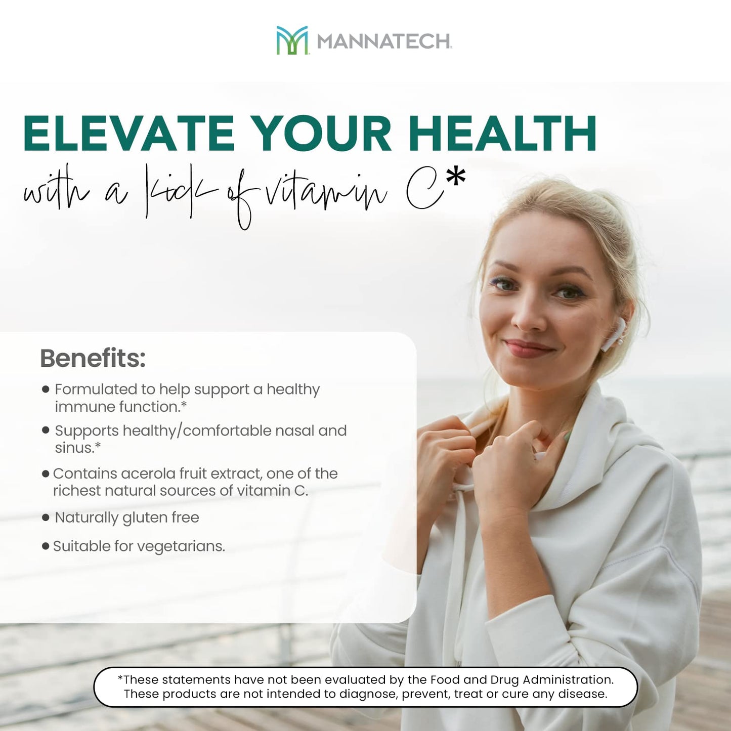 Mannatech Manna-C Nasal and Sinus Support with Immune Defense Vitamin C & Glycans Capsule, 1 Count