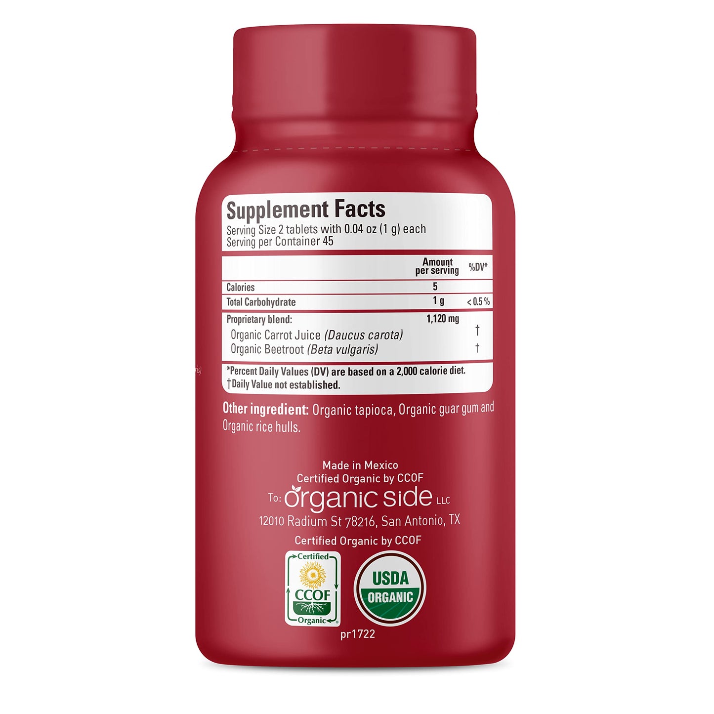 OS Organic Side Beetroot & Carrot Tablets, 90 Count
