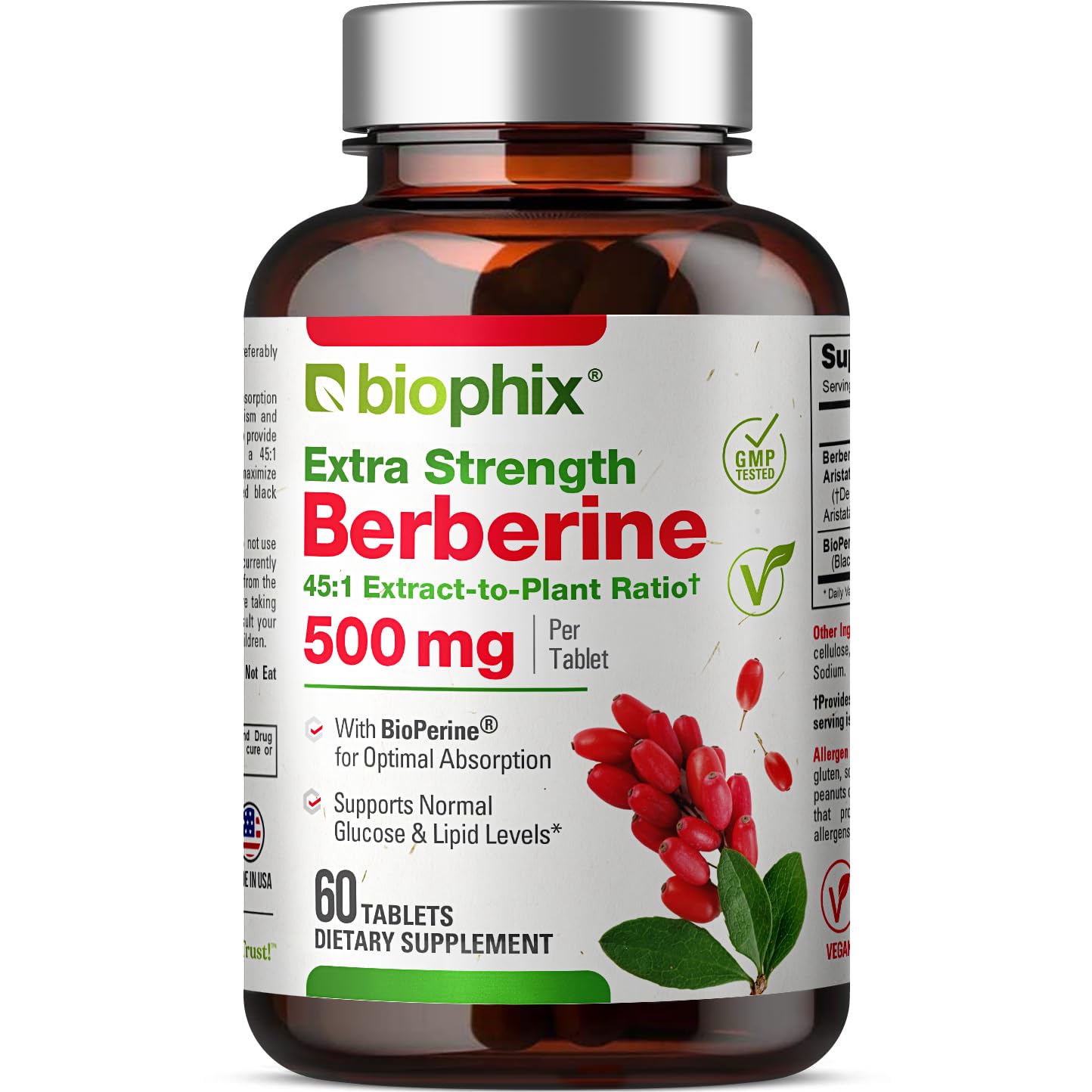 biophix Berberine High Absorption with Bioperine 22,500 mg Tablets, 60 Count