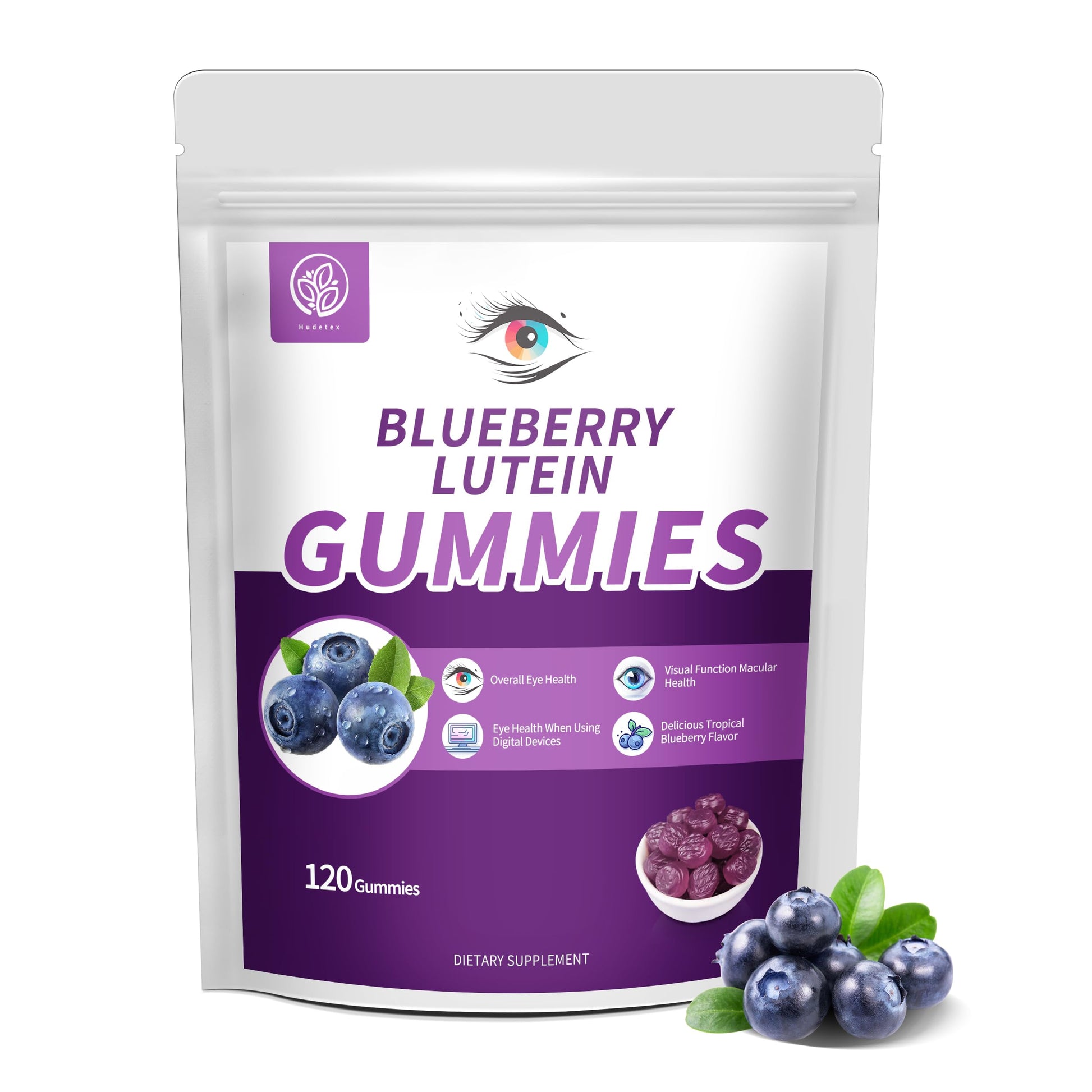 Hudetex Blueberry Lutein Gummies 120 Count