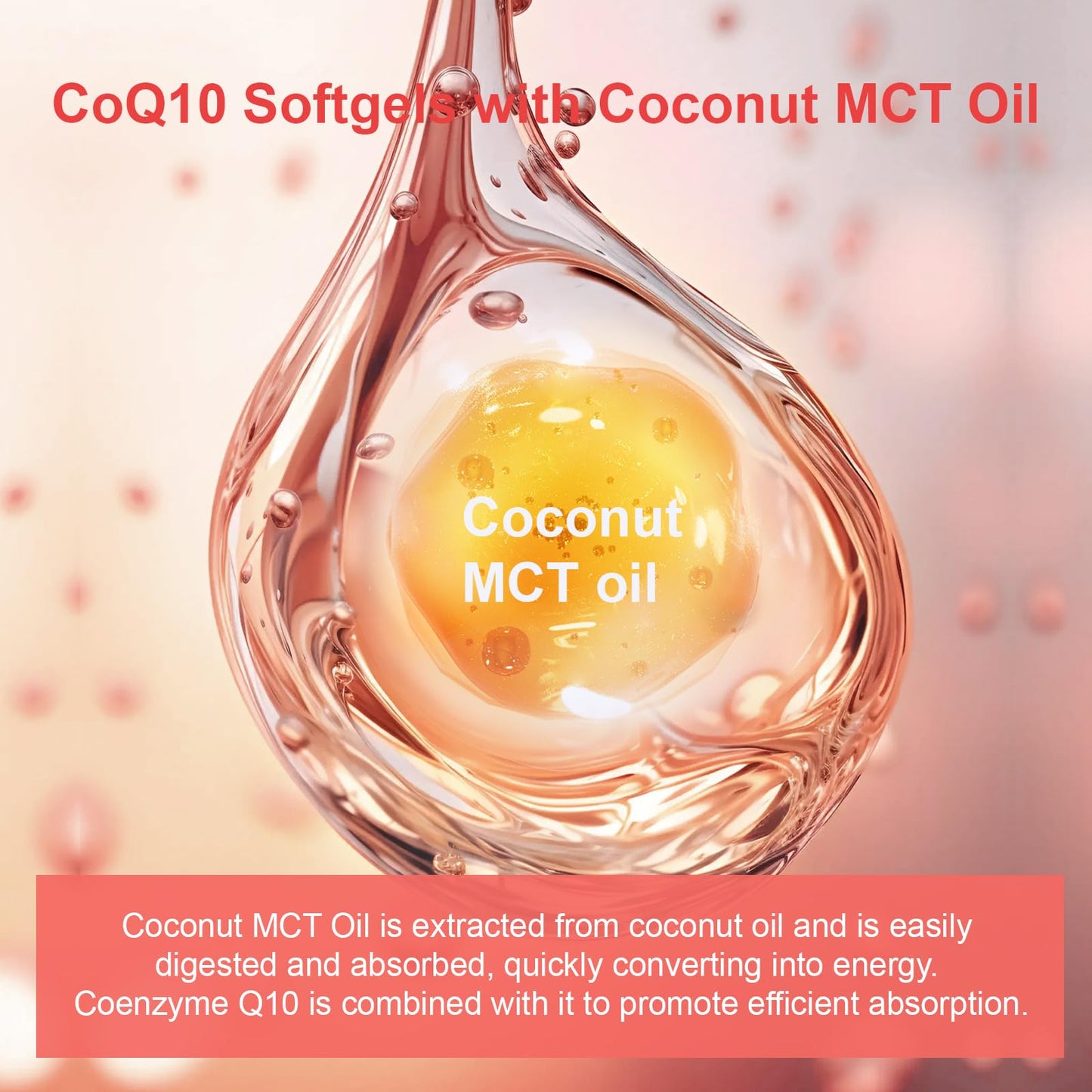 Novafun CoQ10 400mg Softgels with Coconut MCT Oil, High Absorption CoQ10 Supplement for Heart Health & Energy Production, 90 Count