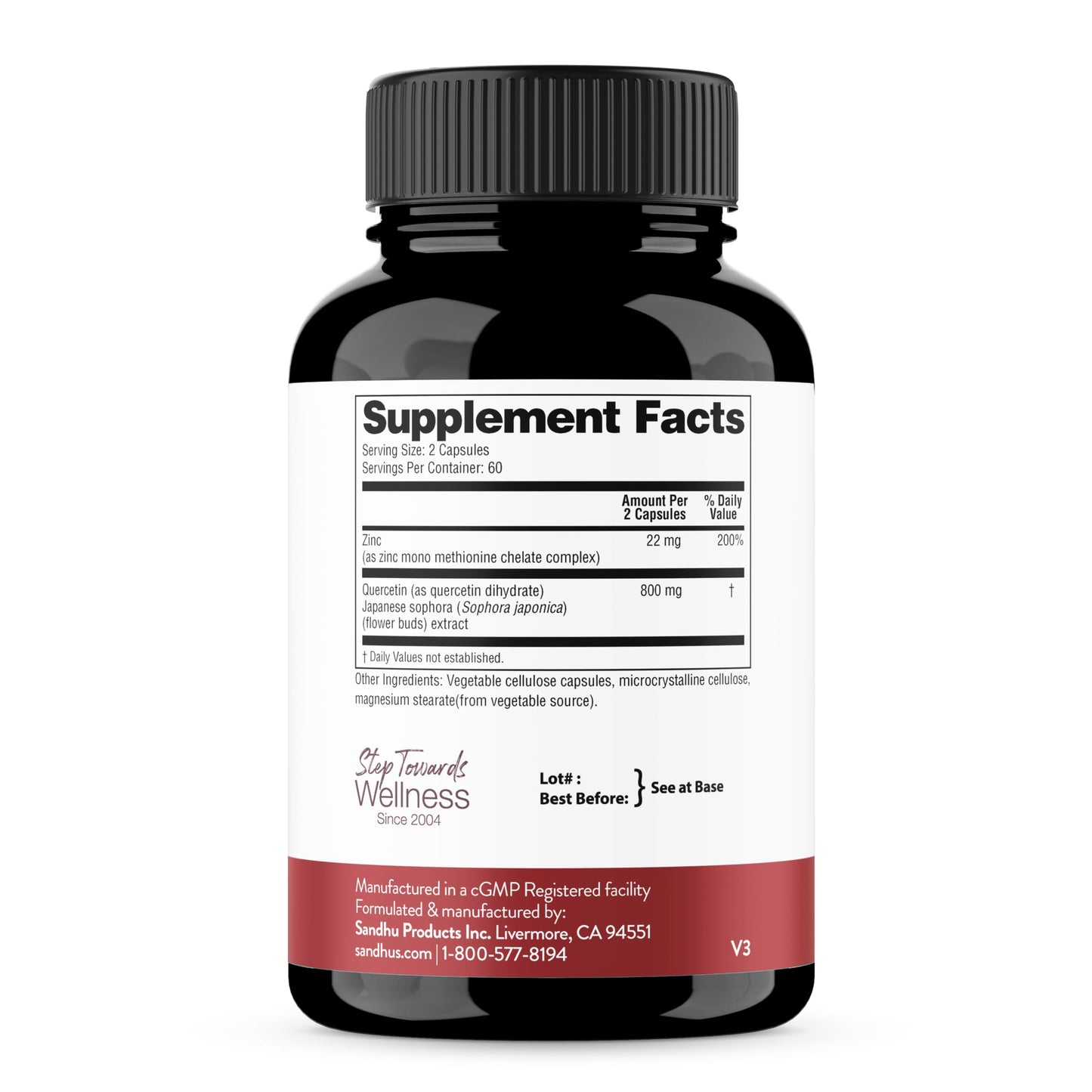 Sandhu's Zinc Quercetin 120 Vegetarian Capsules