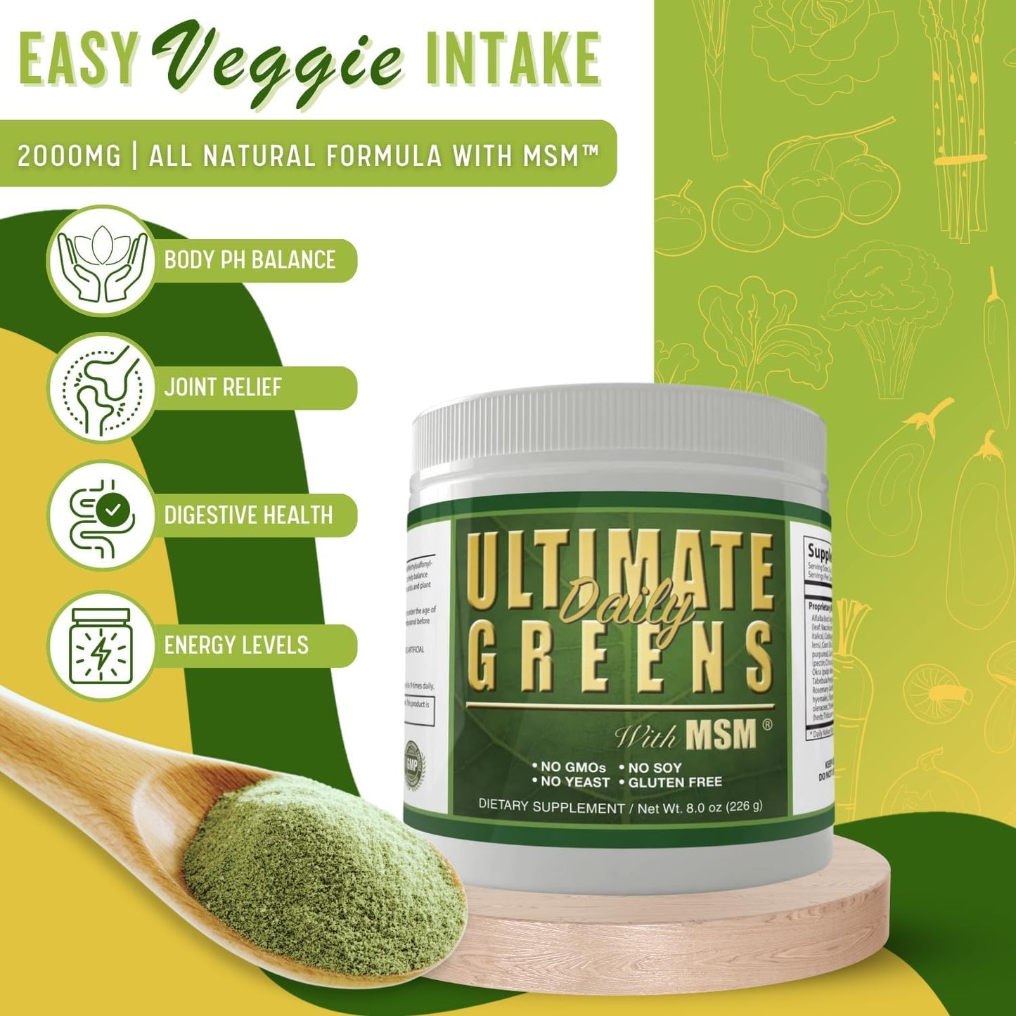 Daily Health Ultimate Greens with MSM Powder 8 oz