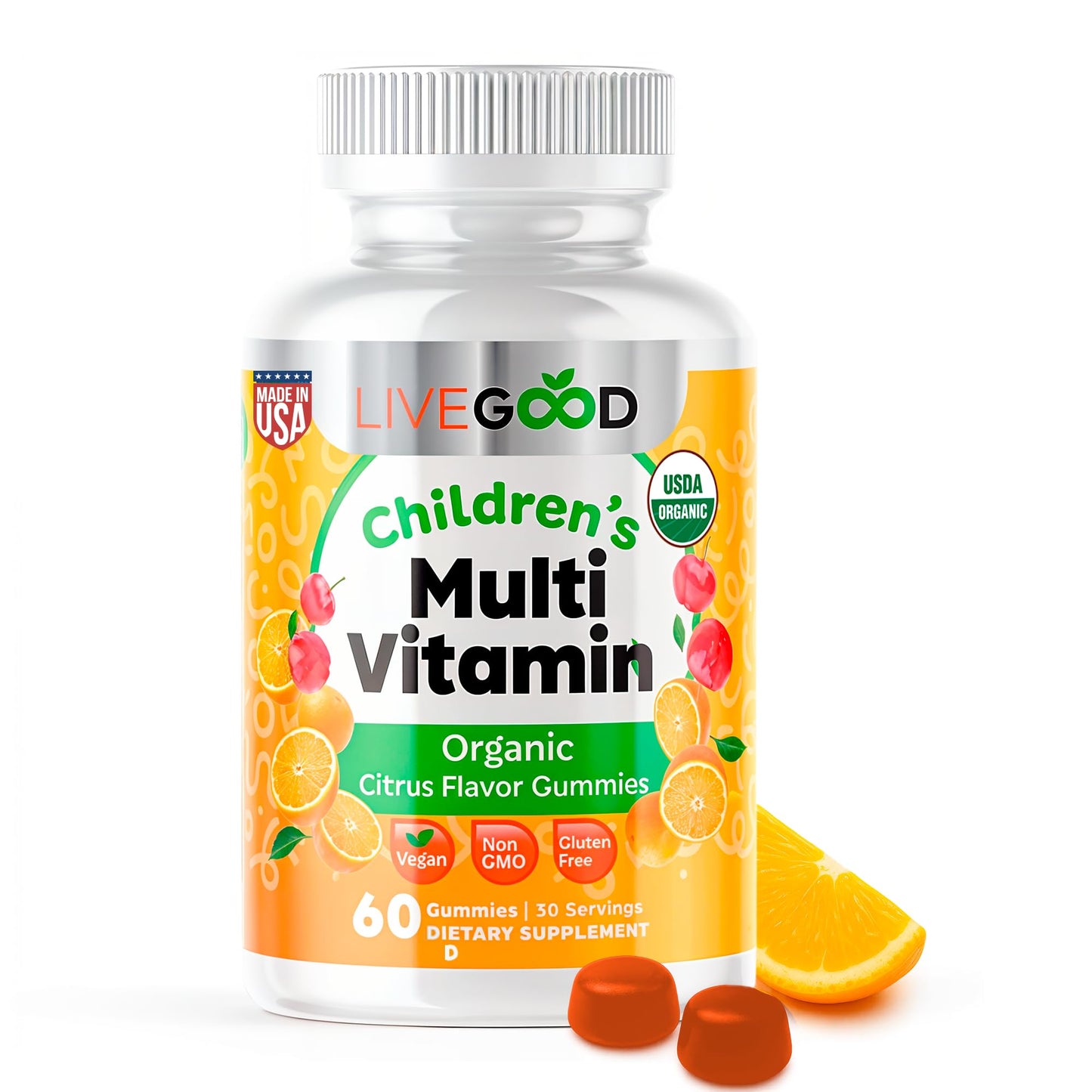 LIVEGOOD Organic Children's Multivitamin Gummies 60 Count