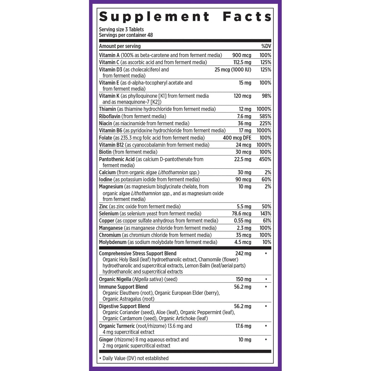 New Chapter Perfect Calm Daily Multivitamin for Stress & Mood Support with B Vitamins + Holy Basil + Lemon Balm + Organic Non-GMO Ingredients Tablet, 144 Count