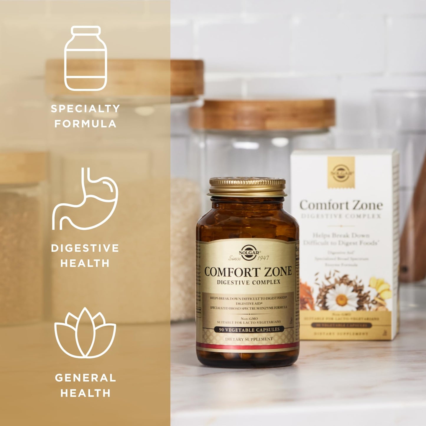 Solgar Comfort Zone Digestive Complex Vegetable Capsules, 90 Count