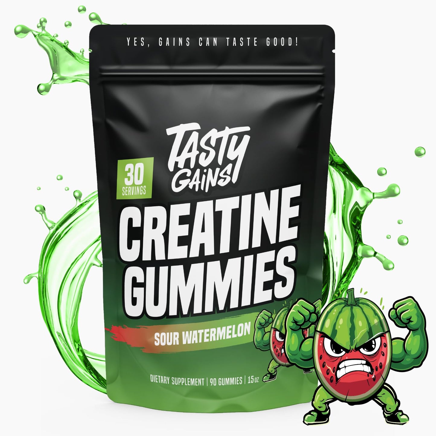 TASTY GAINS Creatine Gummies 90 Count