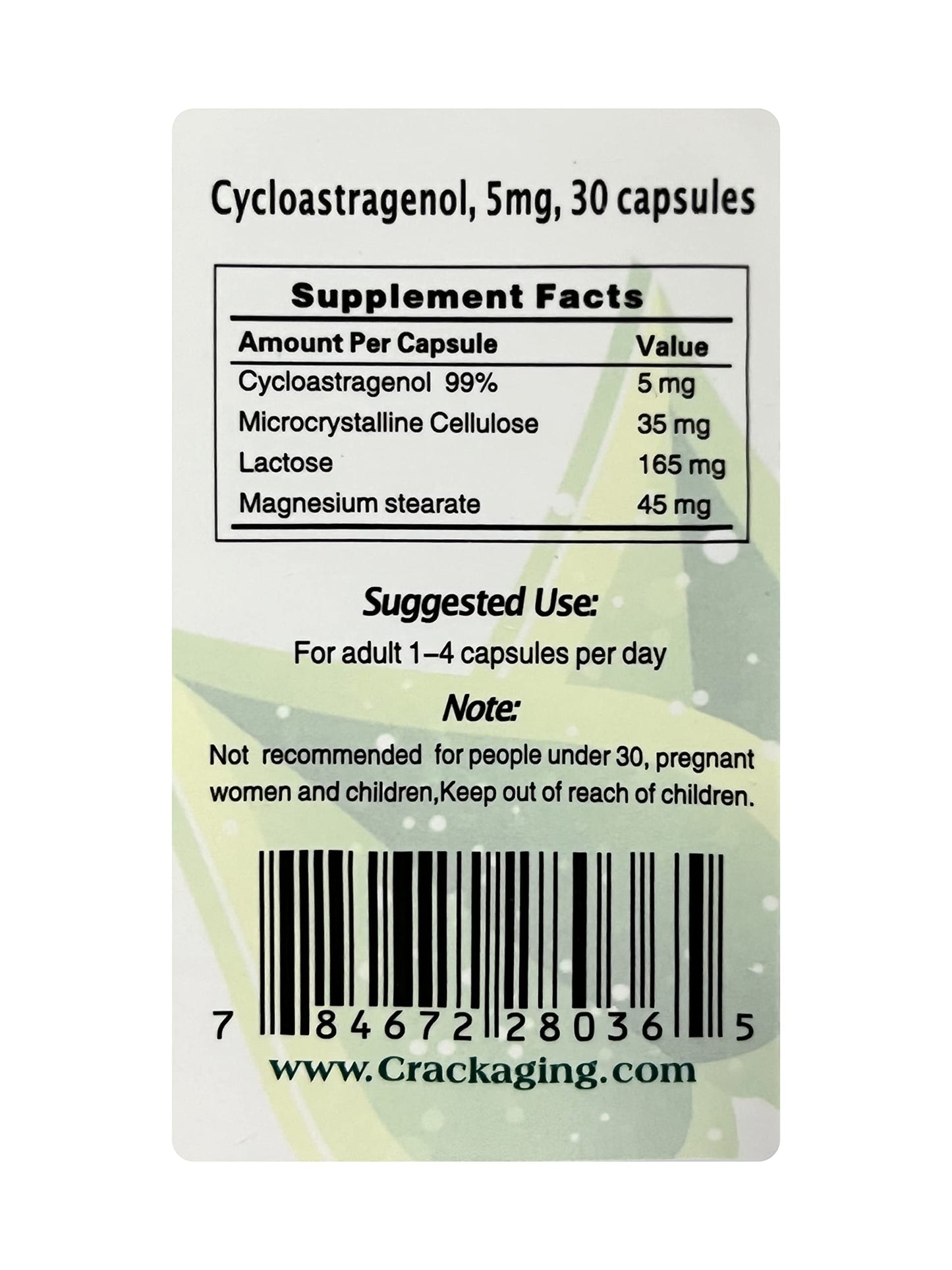 Crackaging Super-Absorption Cycloastragenol 98% Capsules, 30 Count