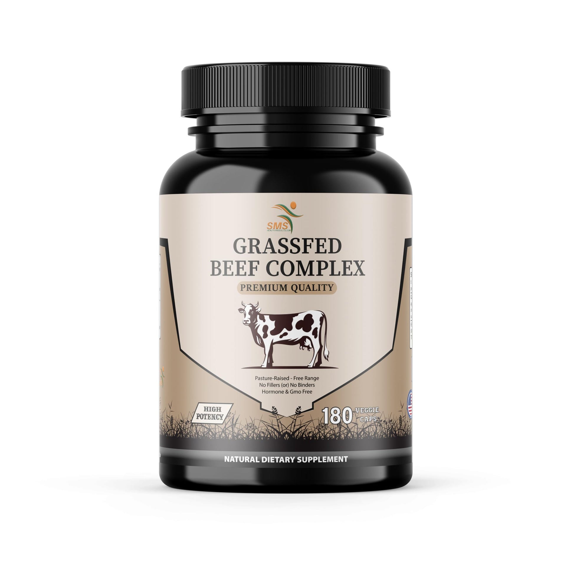 SMSHEALTHPRODUCTS.com Beef Organ Supplement - Grass Fed & Pasture Raised Organ Complex, 3000mg Desiccated Beef Liver, Heart, Kidney, Pancreas, Spleen - 180 Capsules