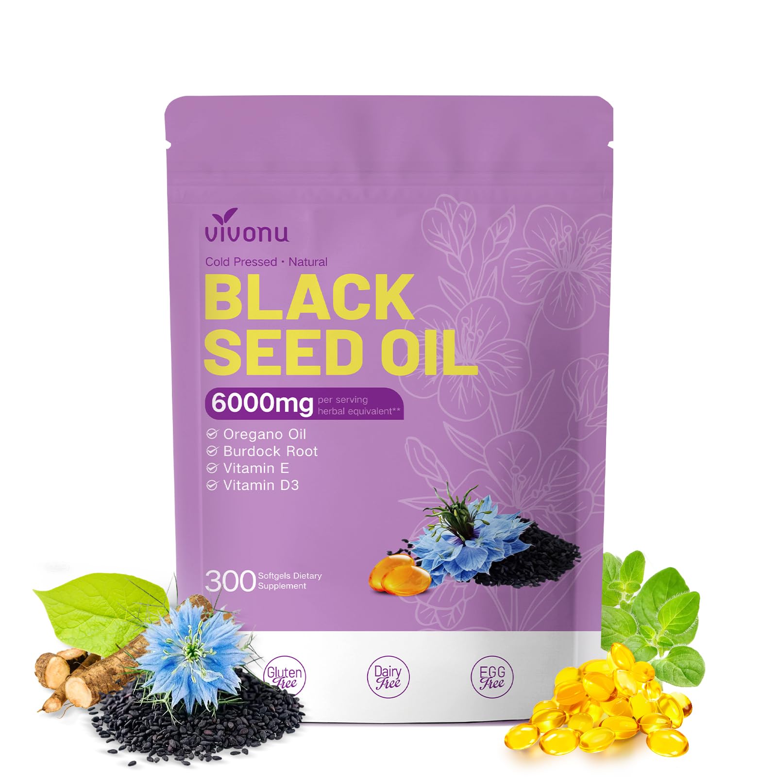 VivoNu Black Seed Oil Softgels 300 Count