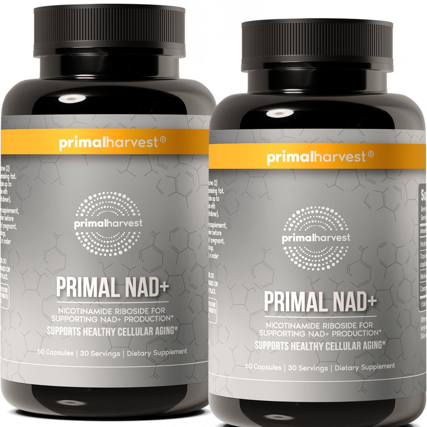 Primal Harvest NAD+ Supplement with Nicotinamide Riboside, Trans-Resveratrol, Betaine, CoQ10 Capsules 60 Count