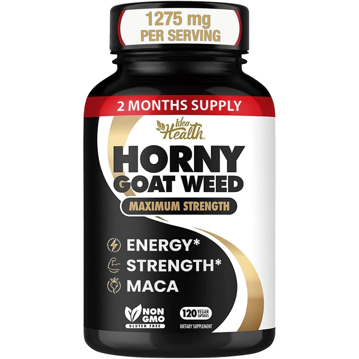 Idea Health Horny Goat Weed 1275 mg MAX Strength with Maca Energy & Performance Complex for Men and Women Capsules 120 Count