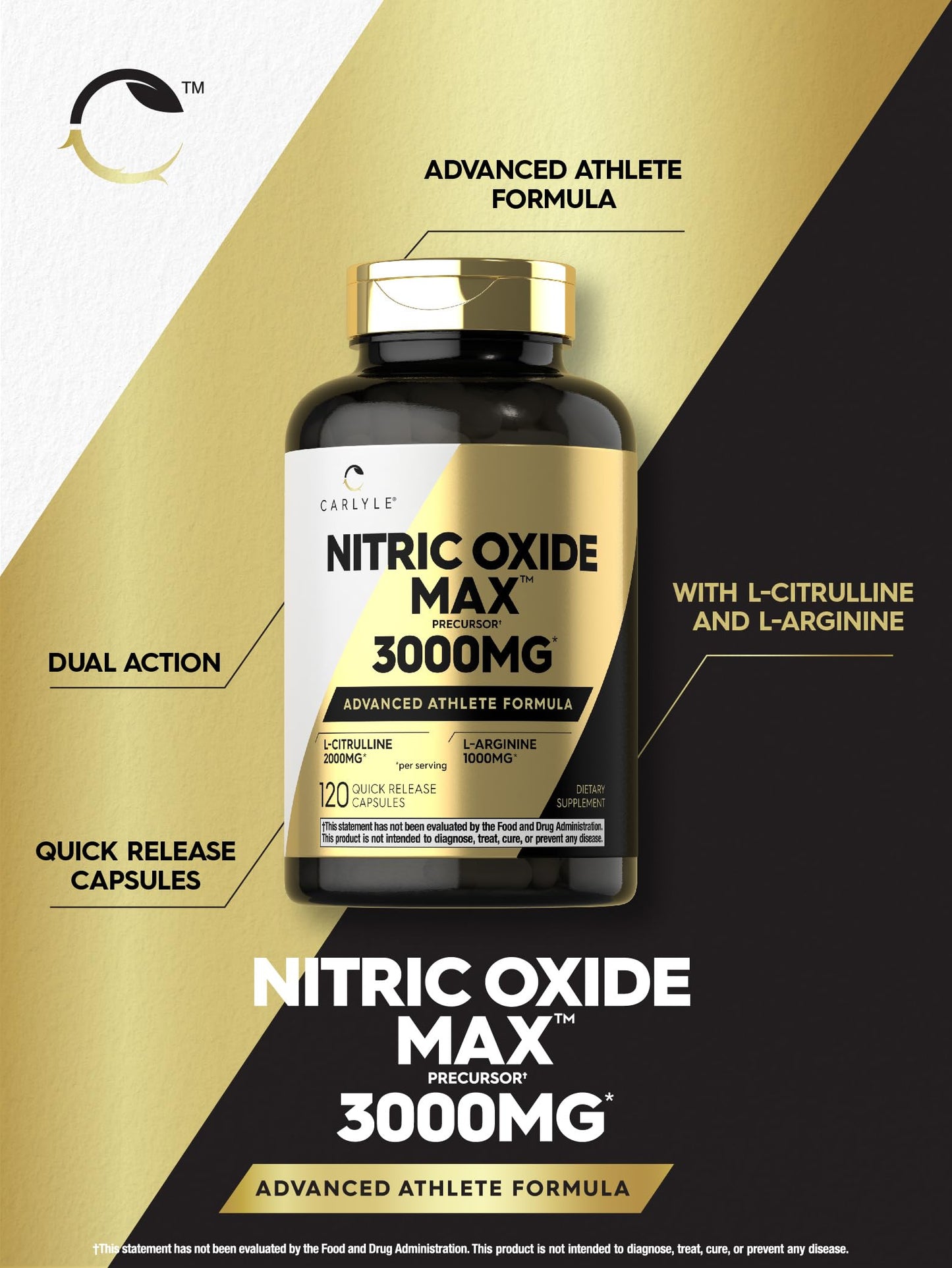 Carlyle Nitric Oxide Supplement 3000mg 120 Capsules