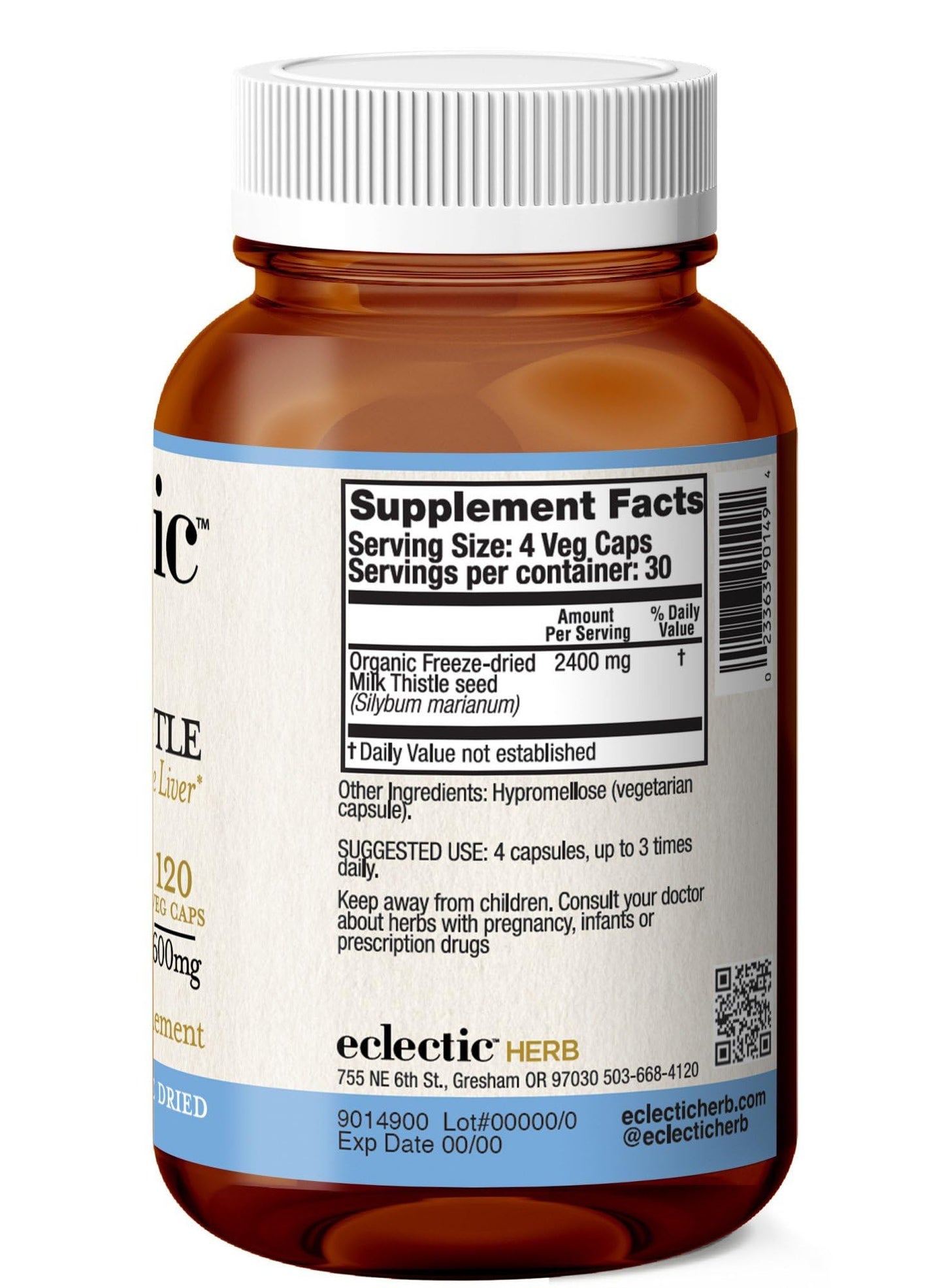 Eclectic Institute Milk Thistle 600 Mg Capsules, 120 Count