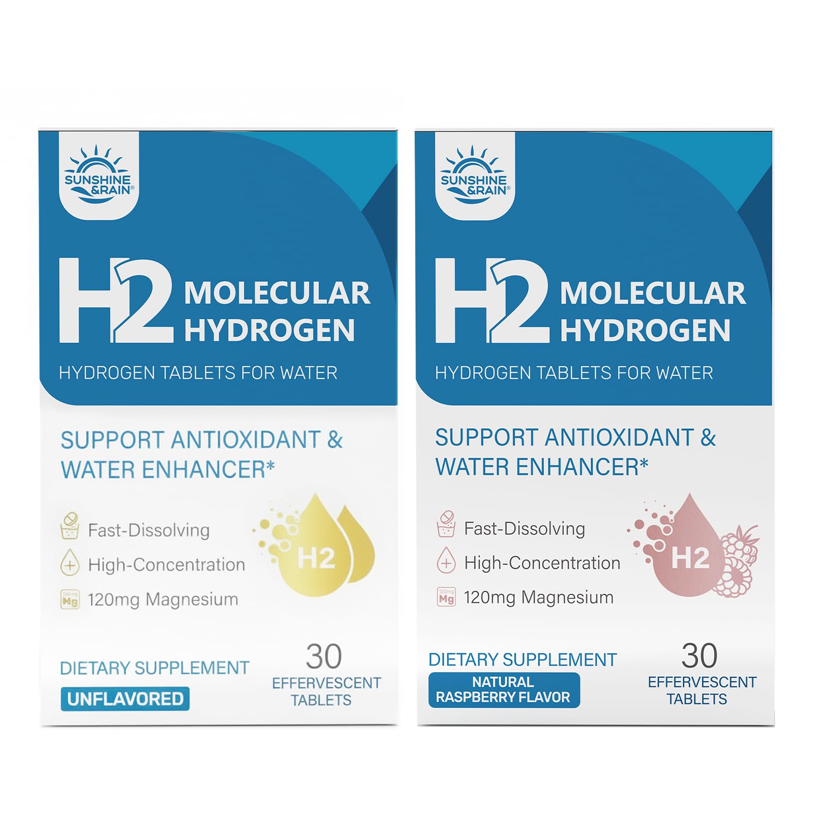 Sunshine & Rain Molecular Hydrogen Tablets with Magnesium 120mg, 60 Tablets