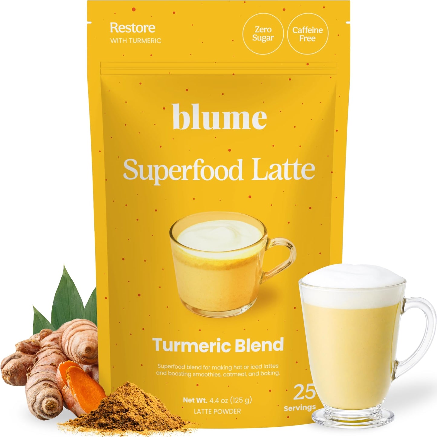 Blume Turmeric Superfood Latte - Sugar Free Golden Milk Powder 4.4