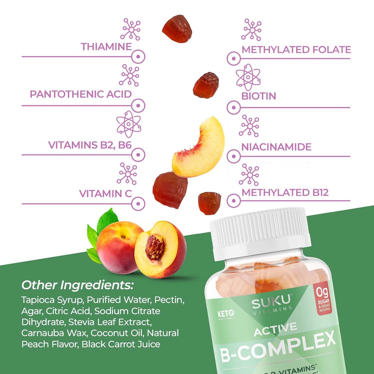 SUKU Vitamin B Complex Gummies with Vitamin C 50 Gummies