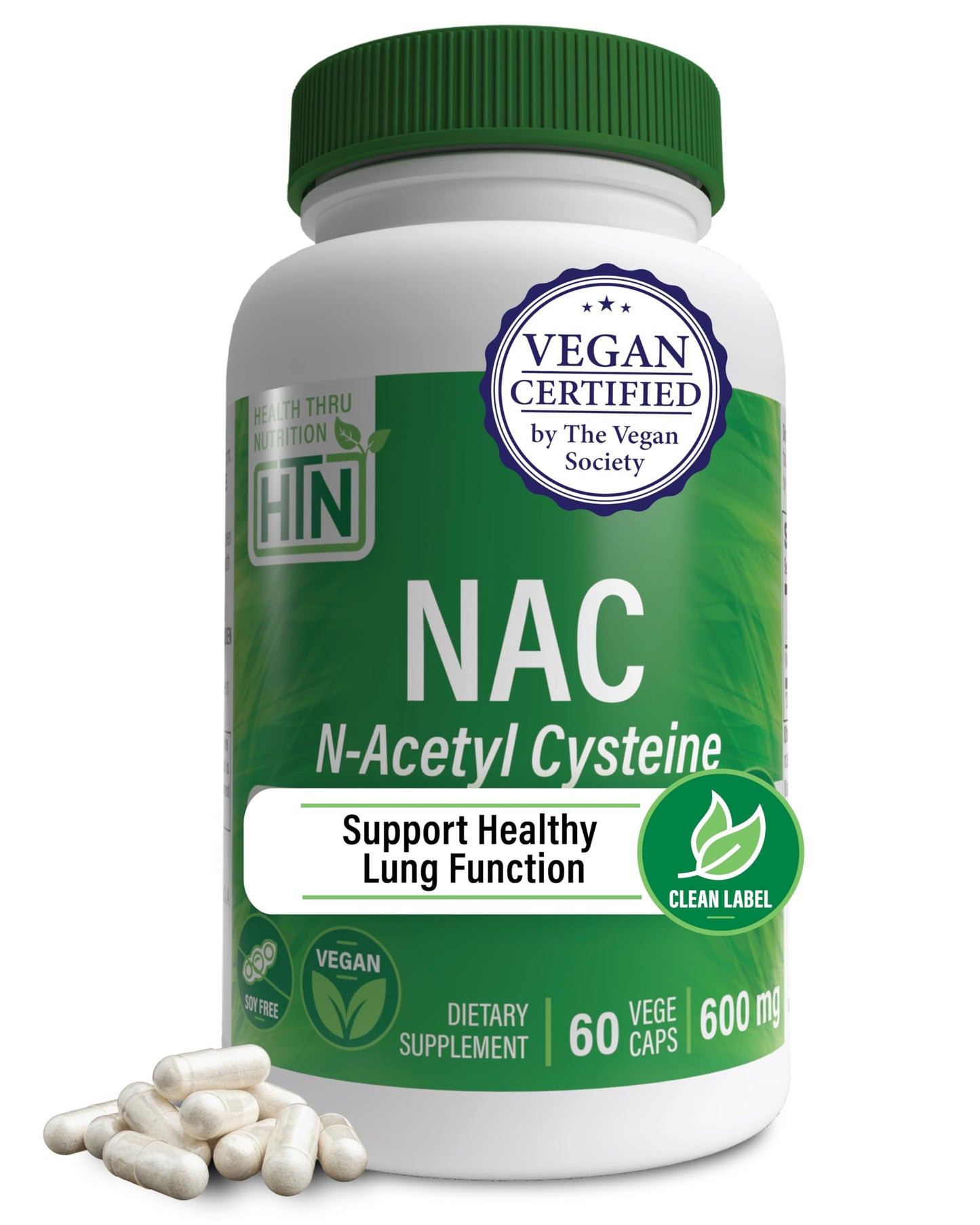 Health Thru Nutrition NAC N-Acetyl-Cysteine 600mg Capsules, 60 Capsules